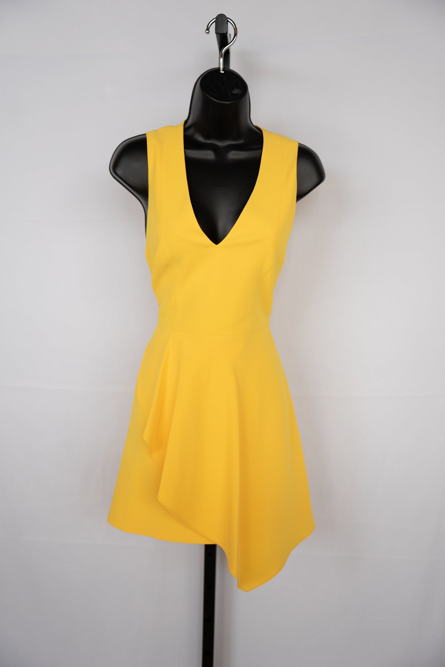 Alice + Olivia Yellow Sleeveless V-Neck Mini Dress w Layered Ruffle Hem
