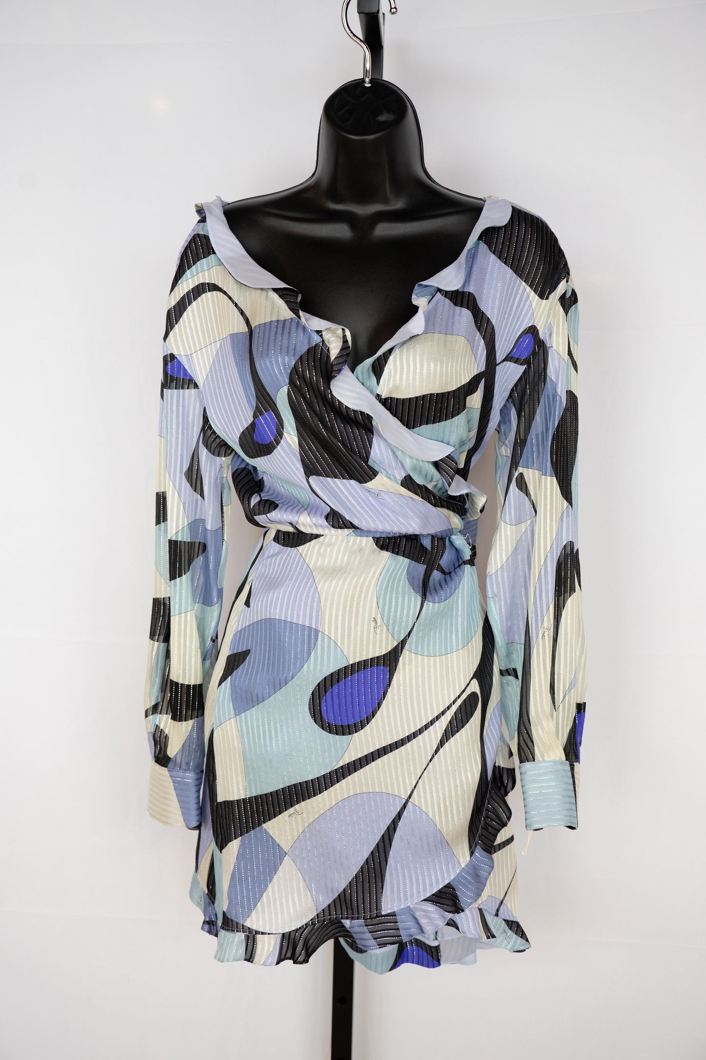 Emilio Pucci Purple & Blue Abstract Print Longsleeve Mini Dress NWT