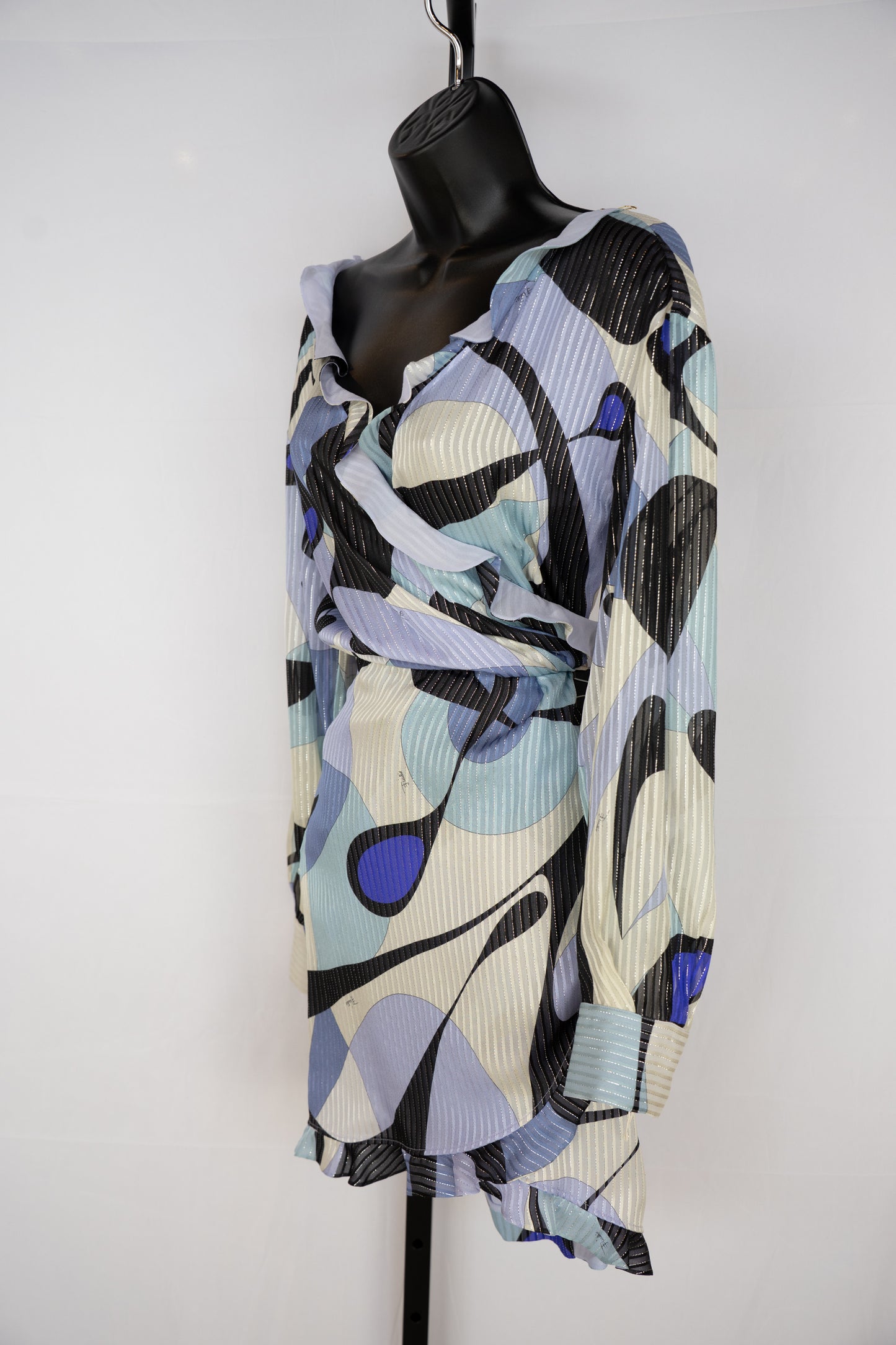 Emilio Pucci Purple & Blue Abstract Print Longsleeve Mini Dress NWT