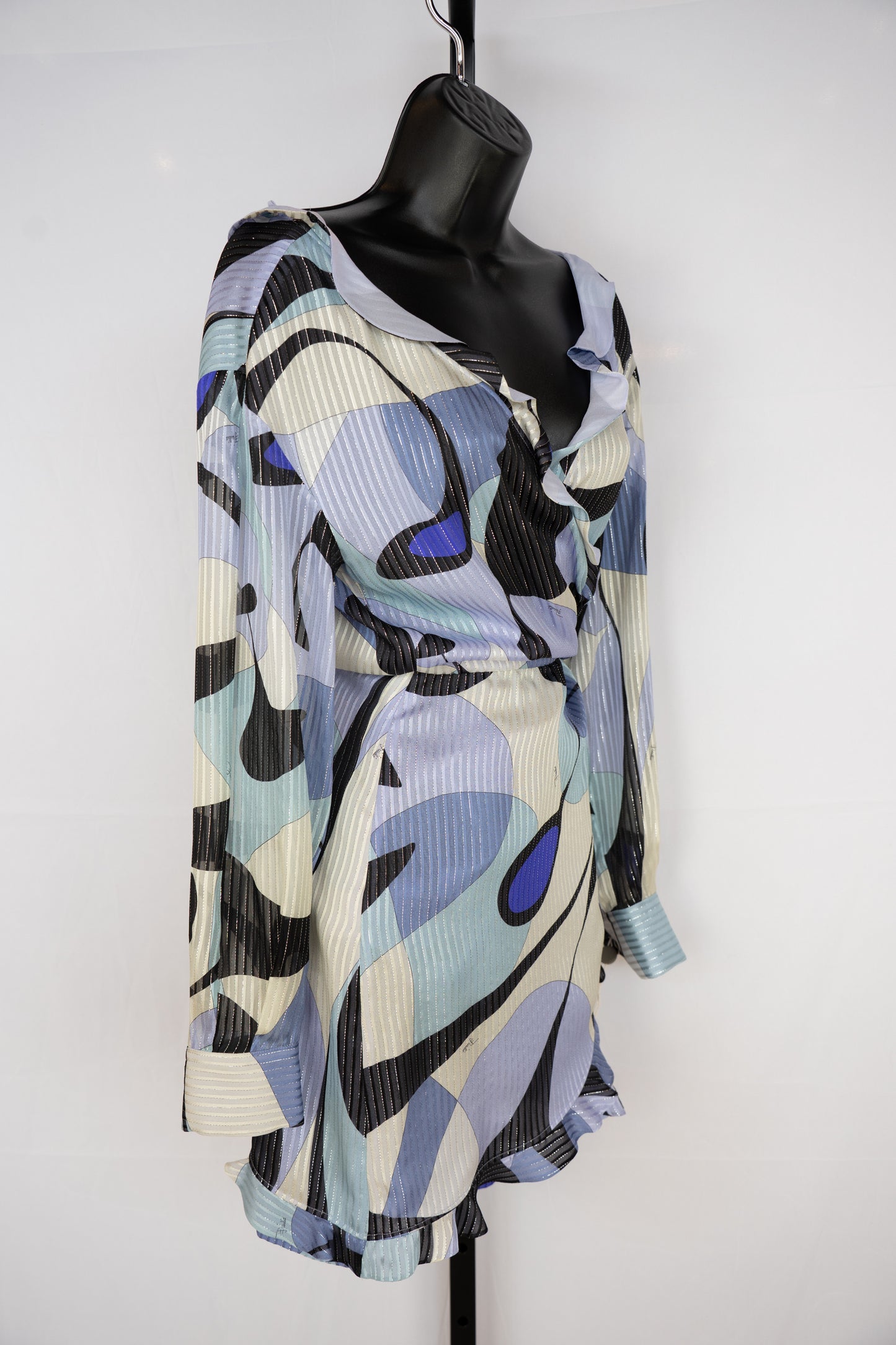 Emilio Pucci Purple & Blue Abstract Print Longsleeve Mini Dress NWT