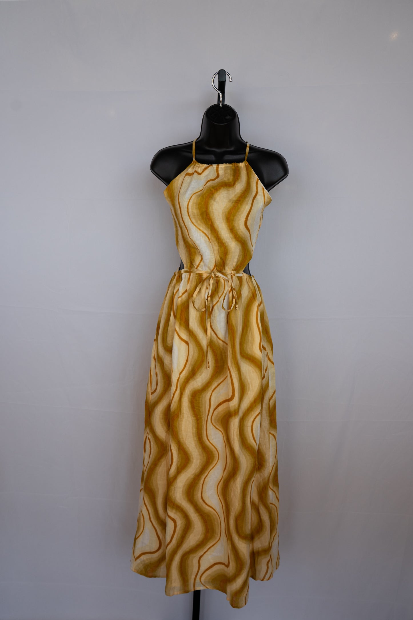 Faithfull the Brand Yellow Brown Yellow & Orange Floral Halter Neck Maxi Dress