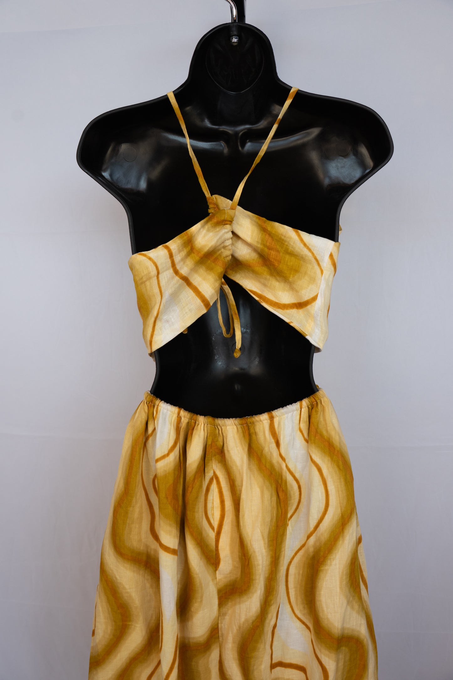 Faithfull the Brand Yellow Brown Yellow & Orange Floral Halter Neck Maxi Dress