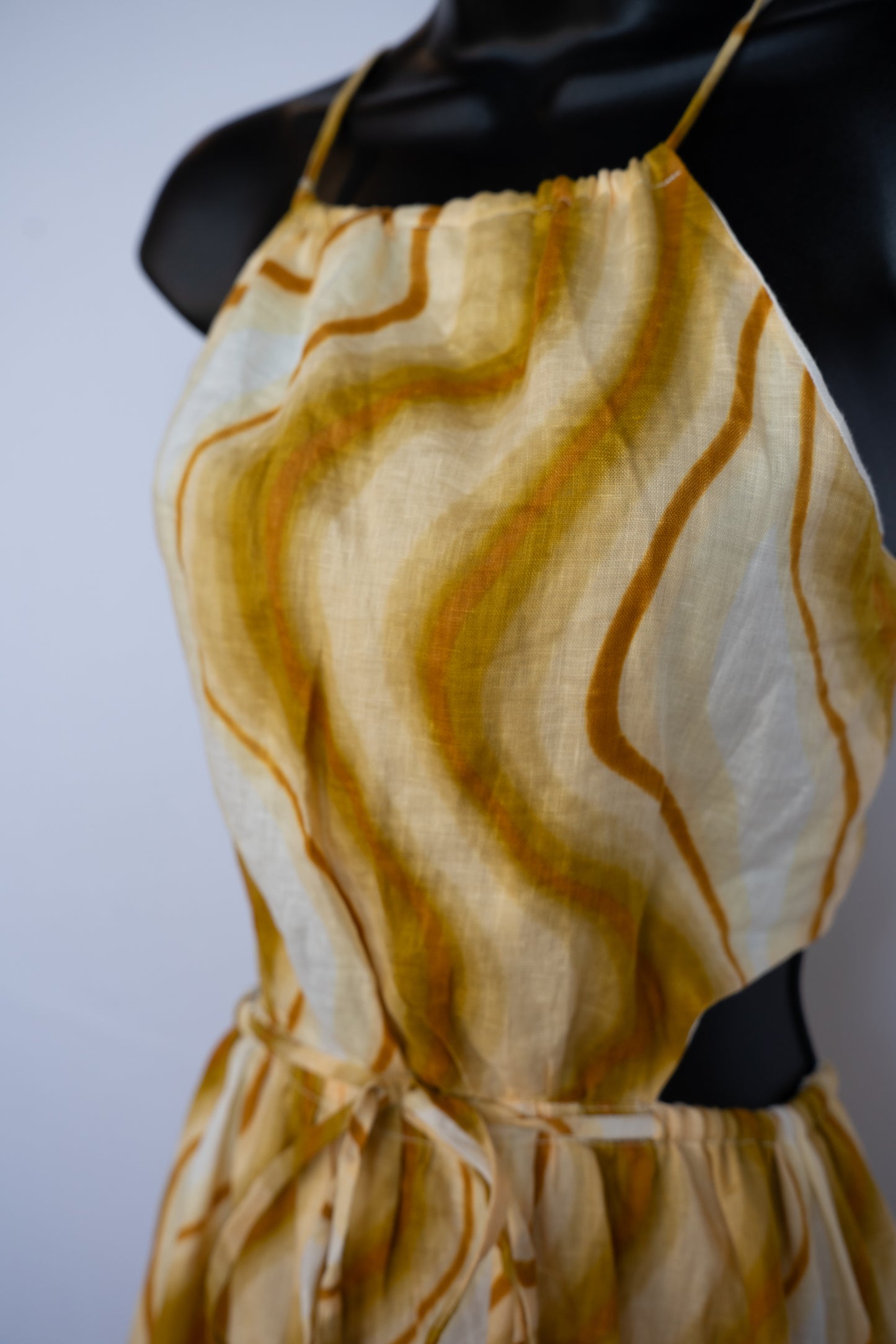 Faithfull the Brand Yellow Brown Yellow & Orange Floral Halter Neck Maxi Dress