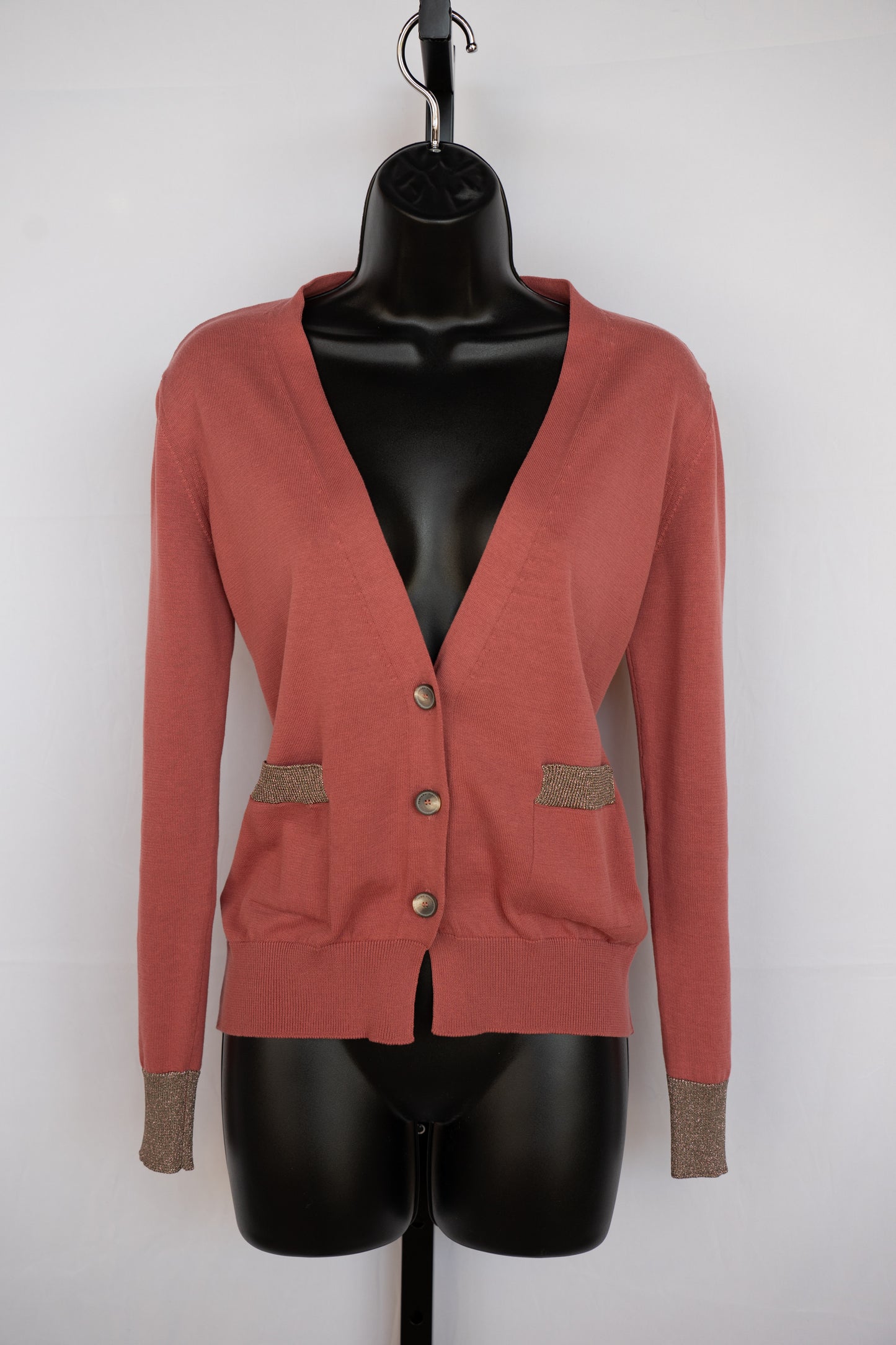 Fabiana Filippi Blush Cardigan Sweater w/ Sparkle Cuffs