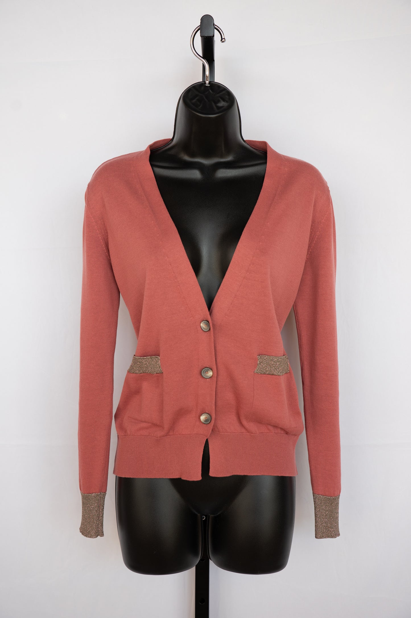 Fabiana Filippi Blush Cardigan Sweater w/ Sparkle Cuffs