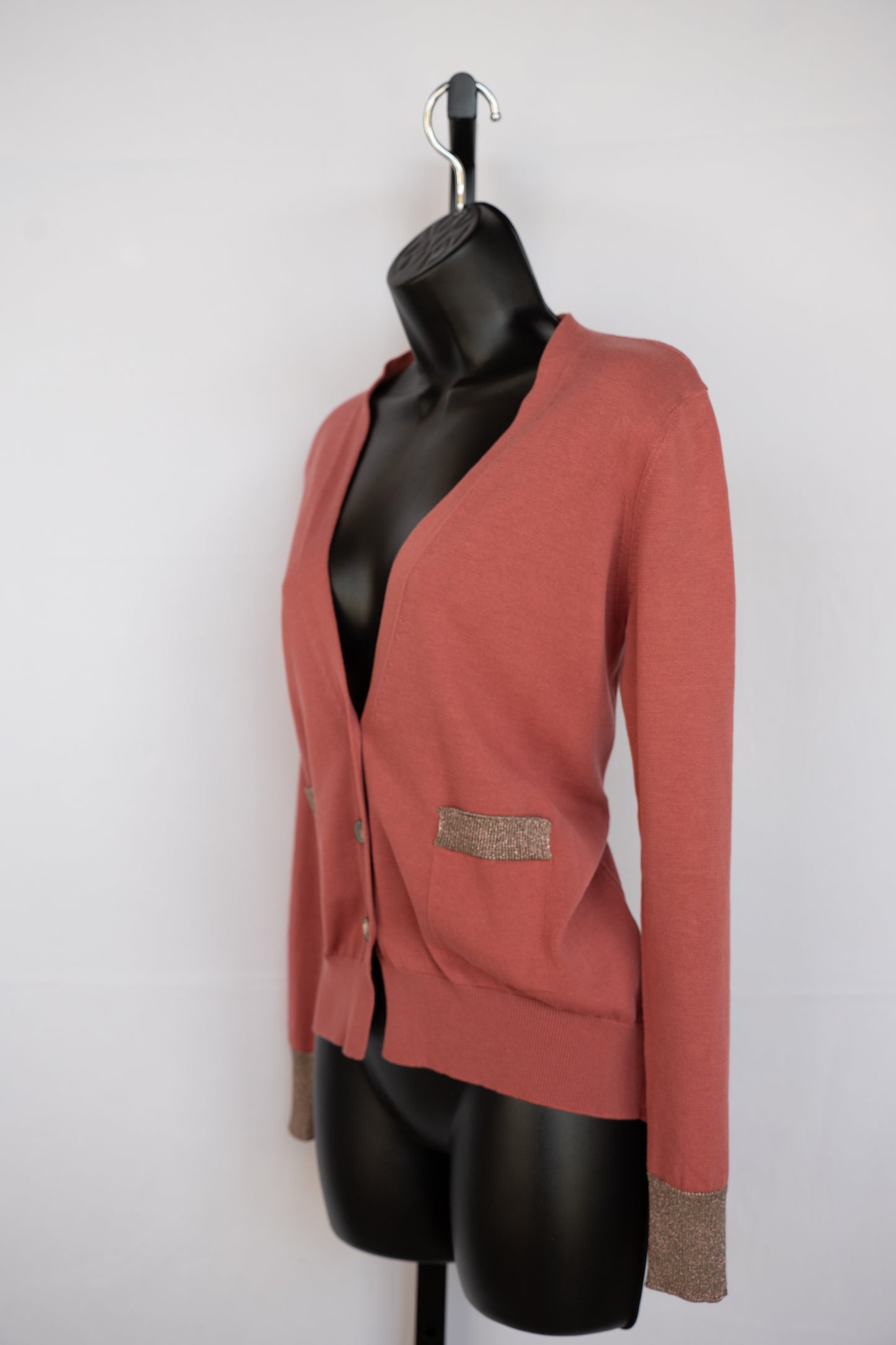 Fabiana Filippi Blush Cardigan Sweater w/ Sparkle Cuffs