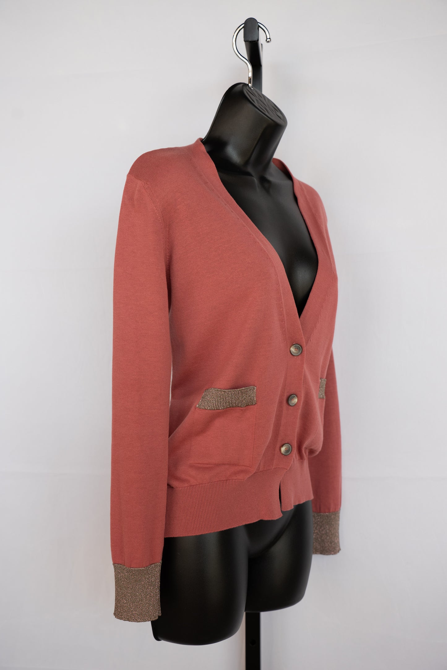 Fabiana Filippi Blush Cardigan Sweater w/ Sparkle Cuffs