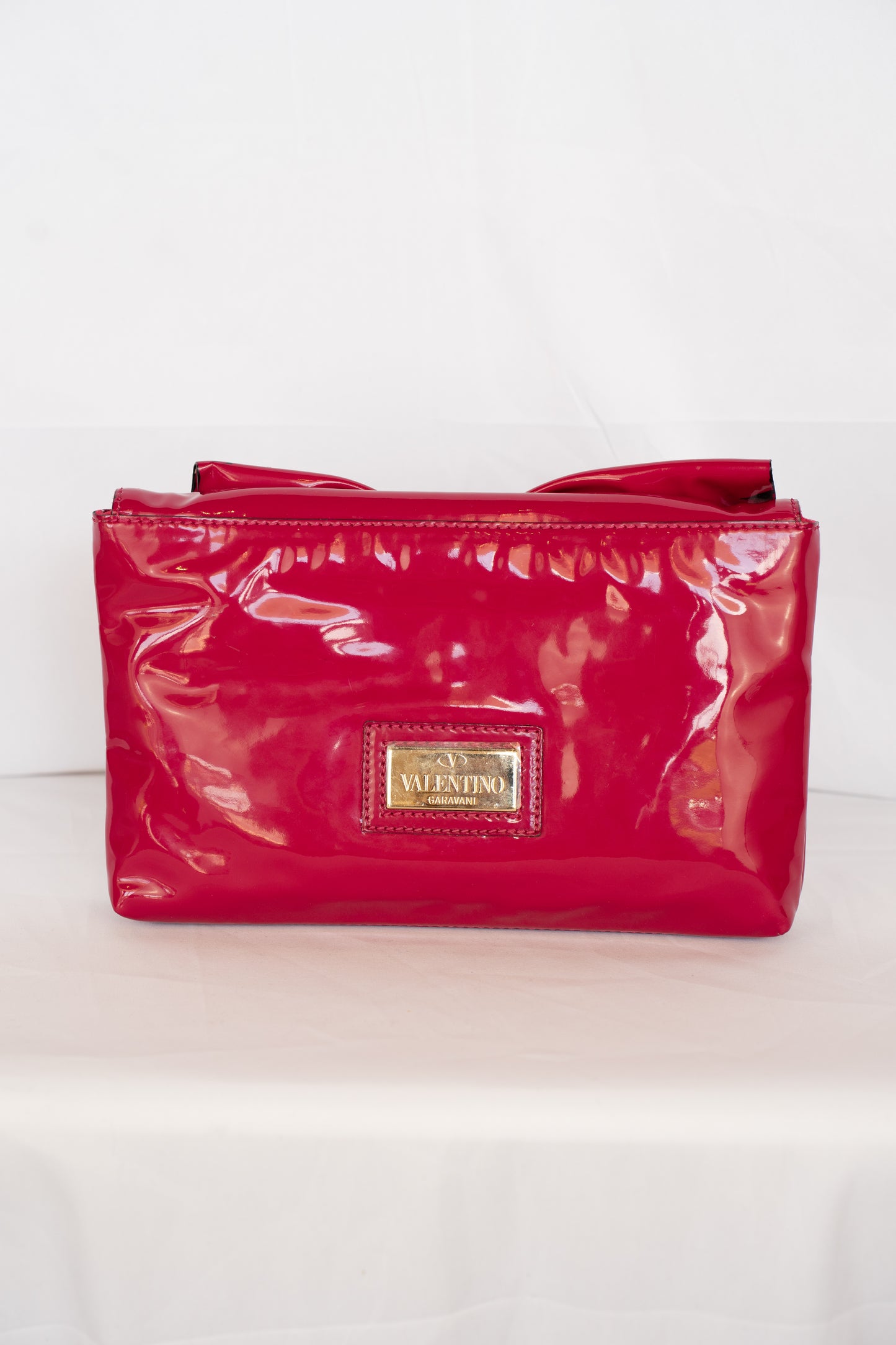 Valentino Magenta Bow Crossbody Clutch w/ Gold Chain