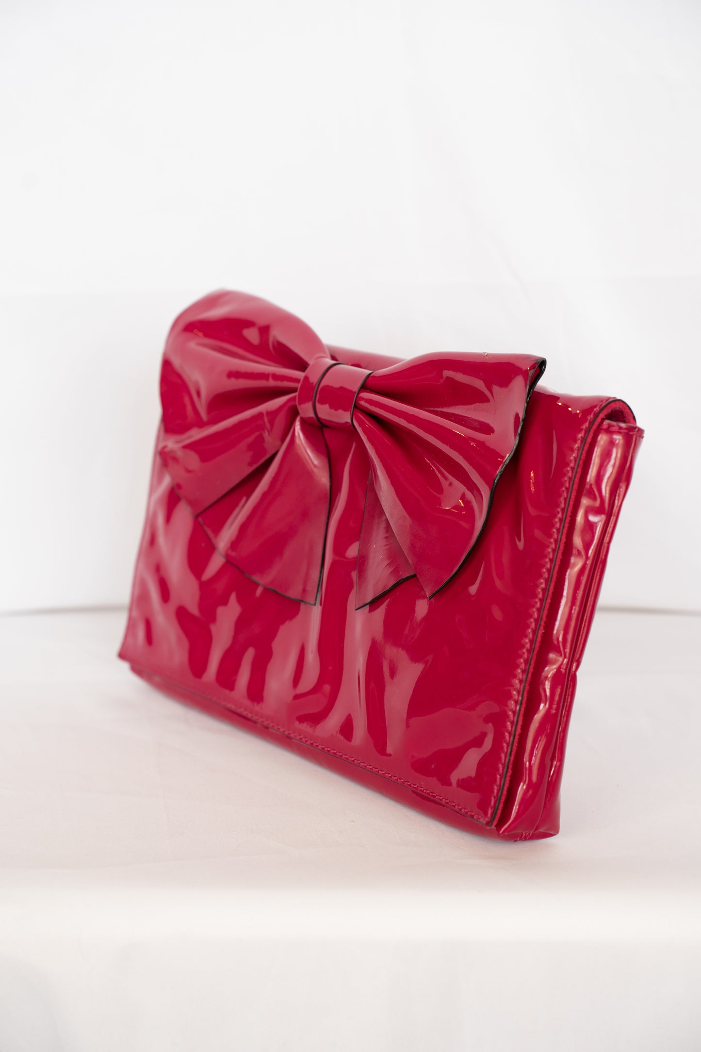 Valentino Magenta Bow Crossbody Clutch w/ Gold Chain