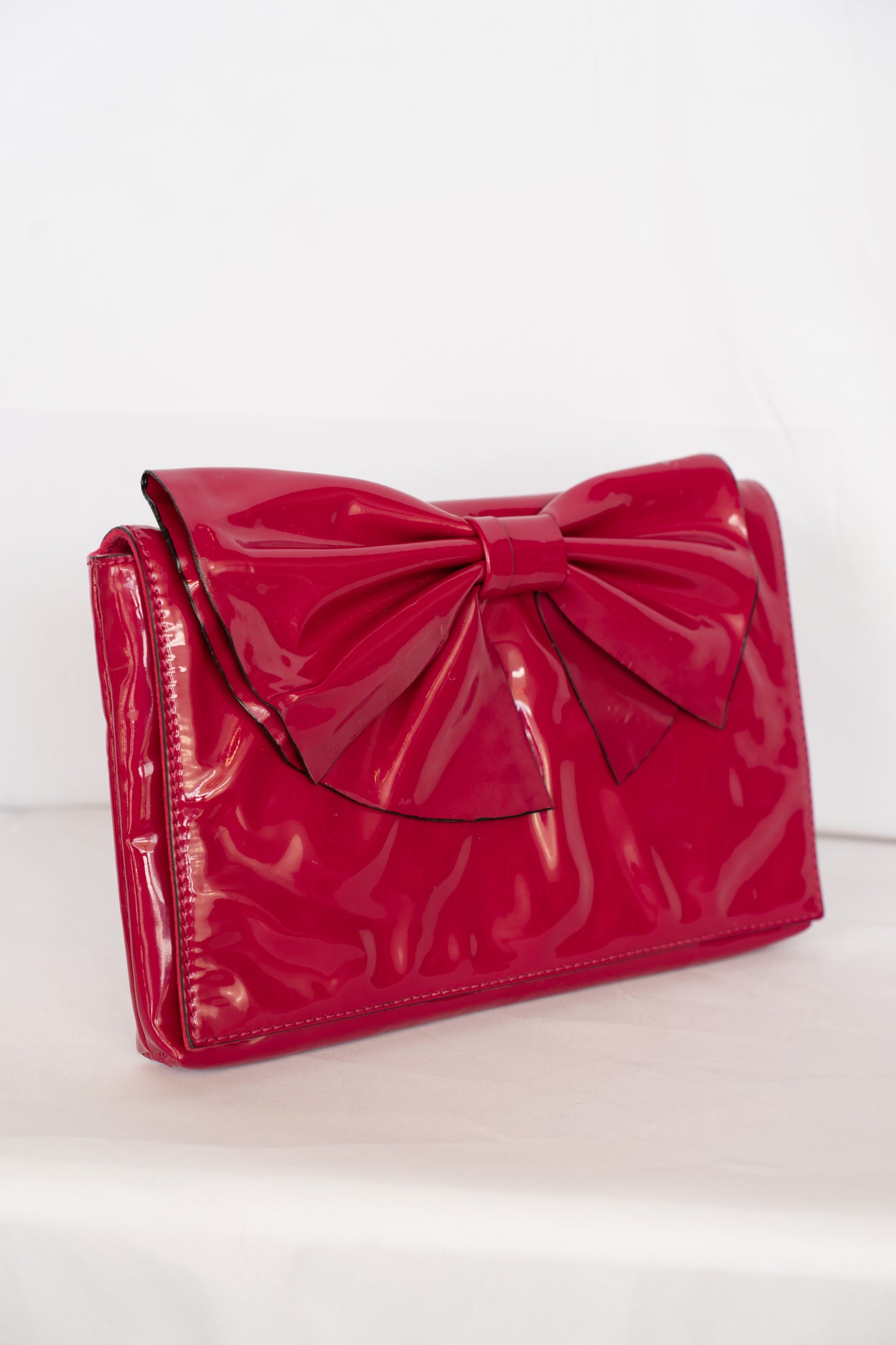 Valentino Magenta Bow Crossbody Clutch w/ Gold Chain