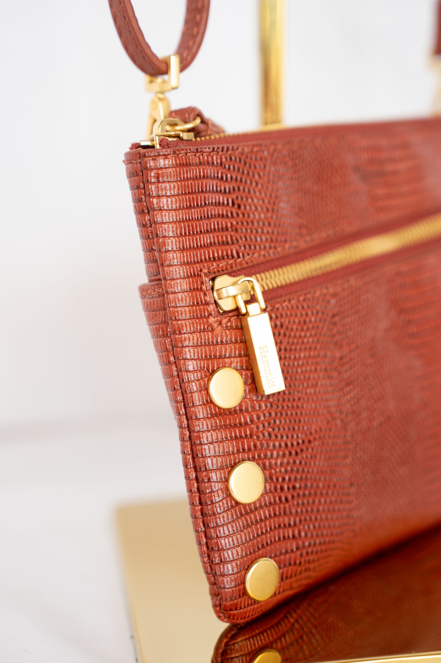 Hammit Leather Crossbody Bag w/ Gold Hardware