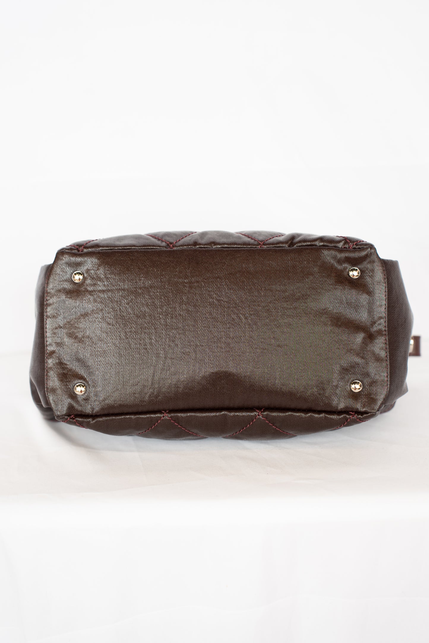 Chanel Brown/Plum Quilted Shoulder Bag w/ CC Zipper Pull