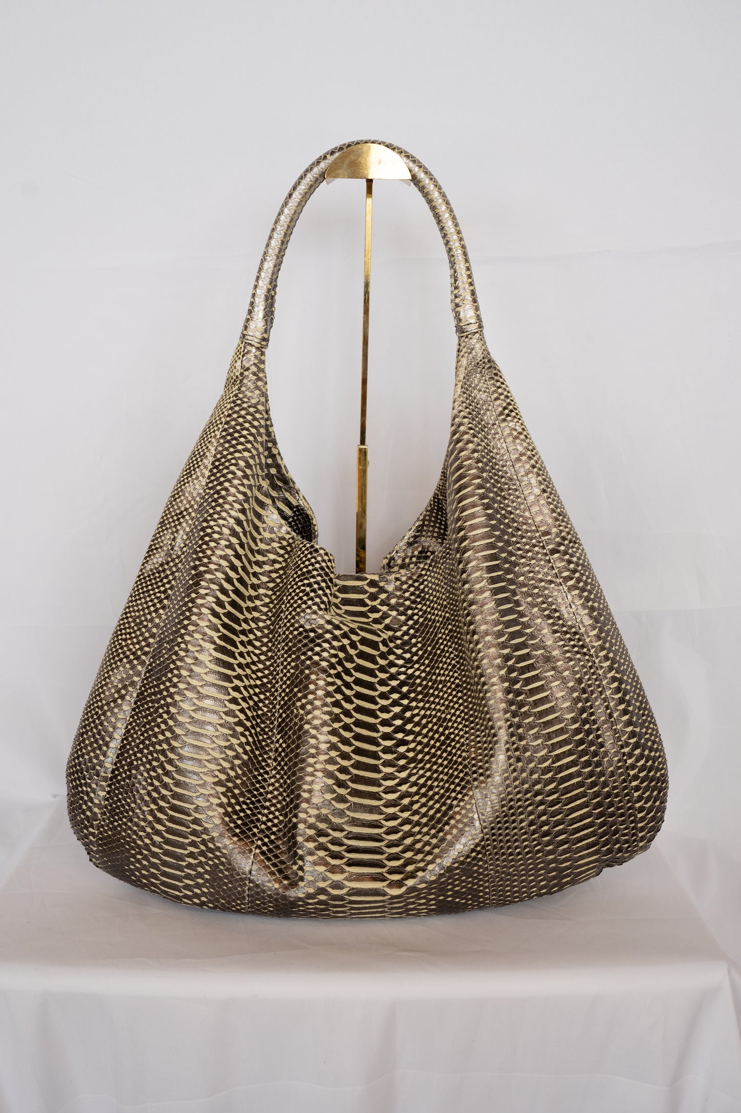 Devi Kroell Metallic Snakeskin Oversized Hobo Shoulder Bag