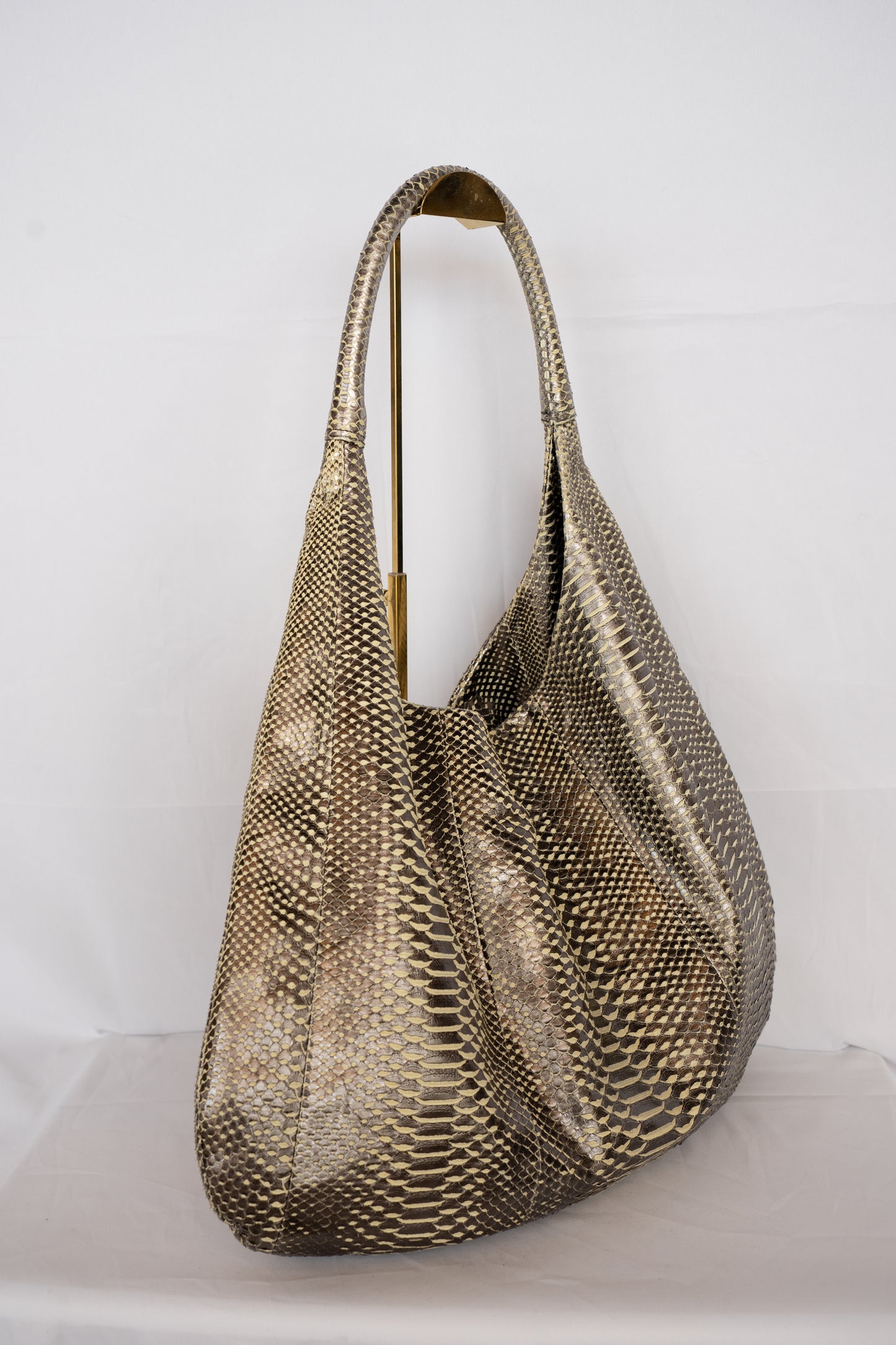 Devi Kroell Metallic Snakeskin Oversized Hobo Shoulder Bag
