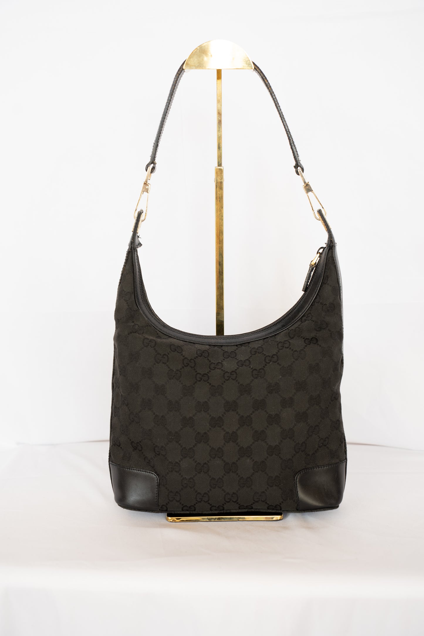 Gucci Black Canvas Monogram Shoulder Bag
