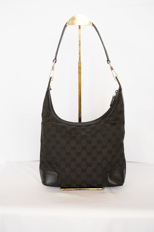 Gucci Black Canvas Monogram Shoulder Bag
