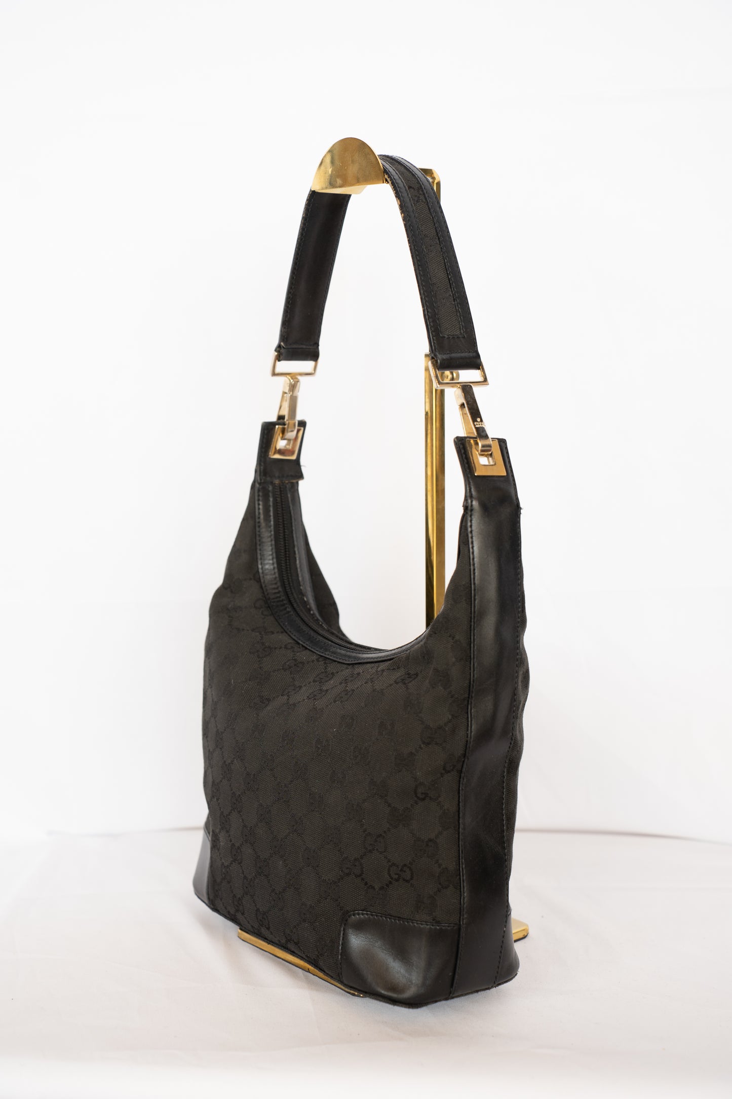 Gucci Black Canvas Monogram Shoulder Bag