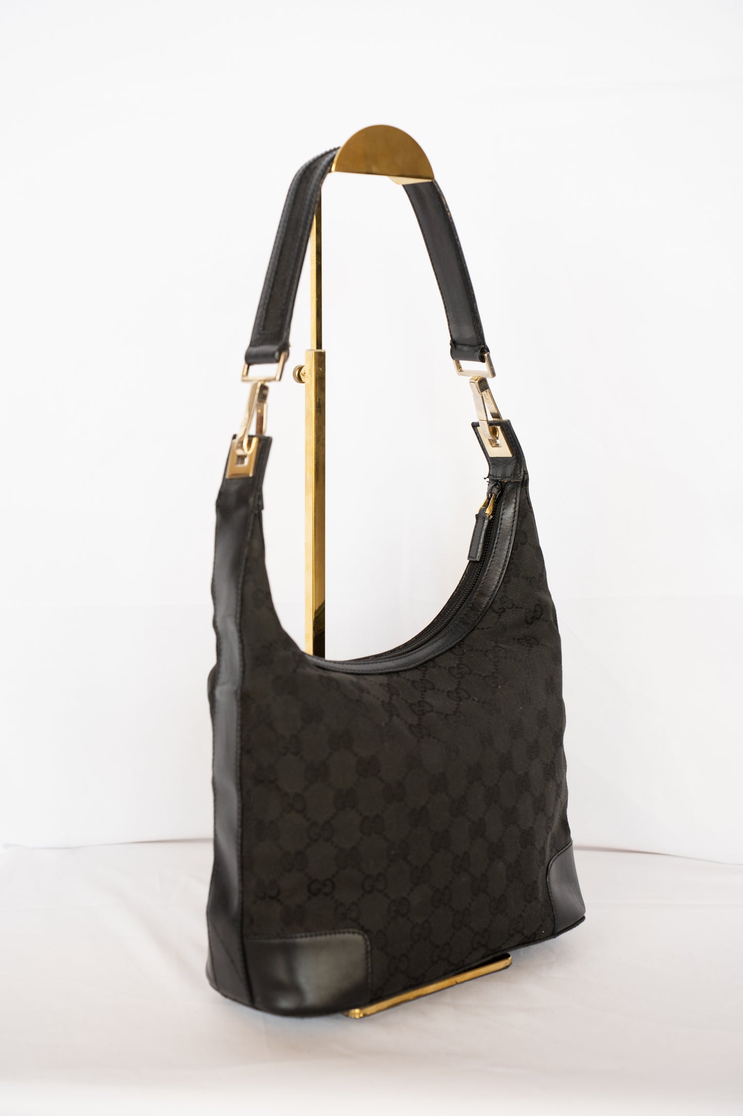 Gucci Black Canvas Monogram Shoulder Bag
