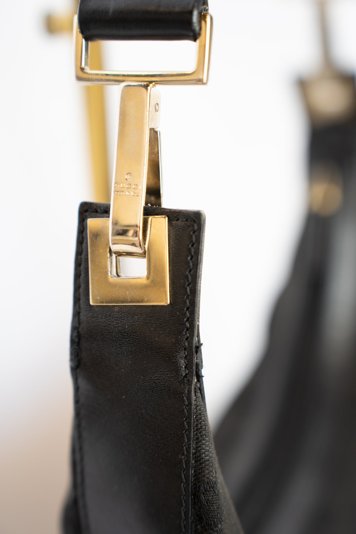 Gucci Black Canvas Monogram Shoulder Bag