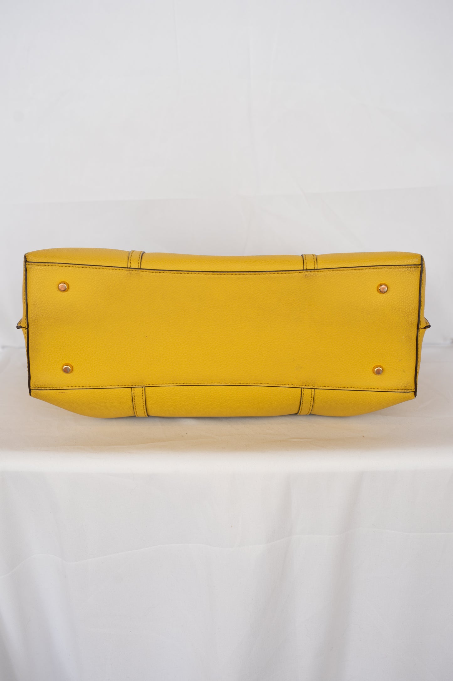 Tory Burch Pebbled Leather Mustard Yellow Large "Perry" Tote