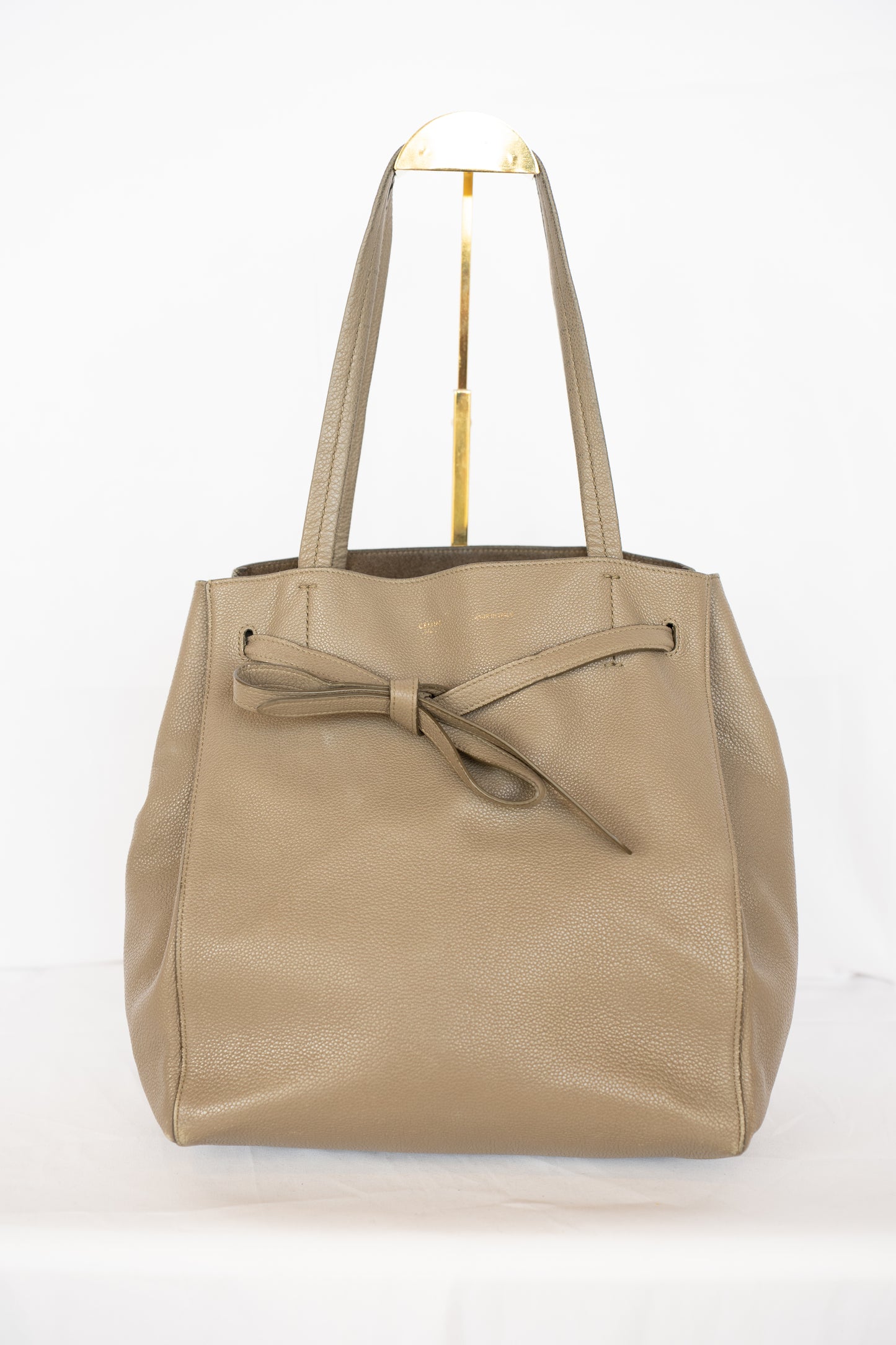 Celine Grey Leather Signature Cabas Phantom Medium Tote