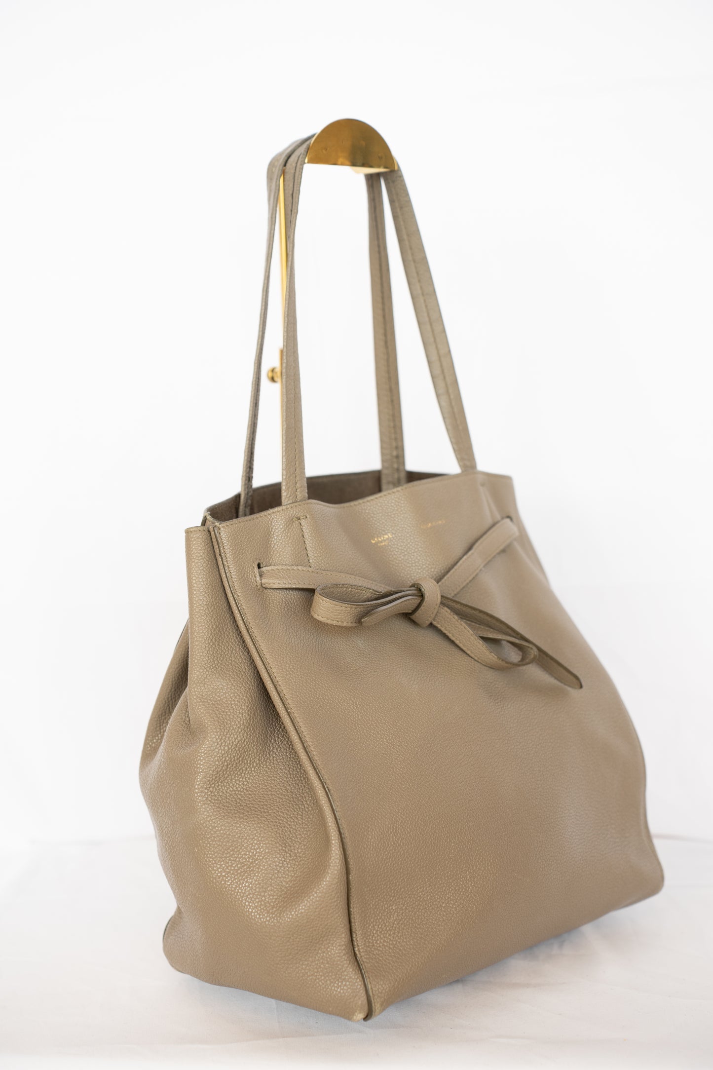Celine Grey Leather Signature Cabas Phantom Medium Tote