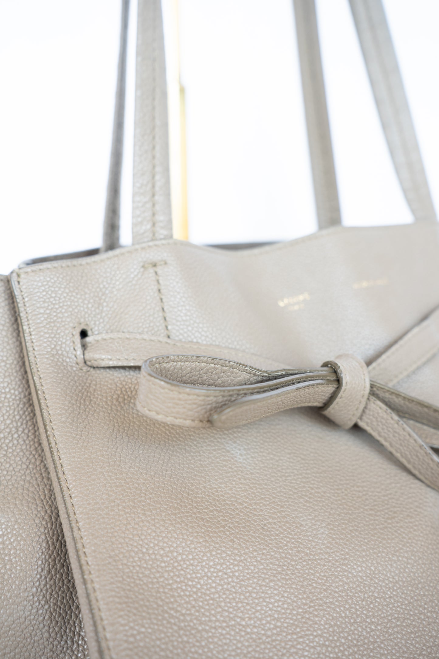 Celine Grey Leather Signature Cabas Phantom Medium Tote