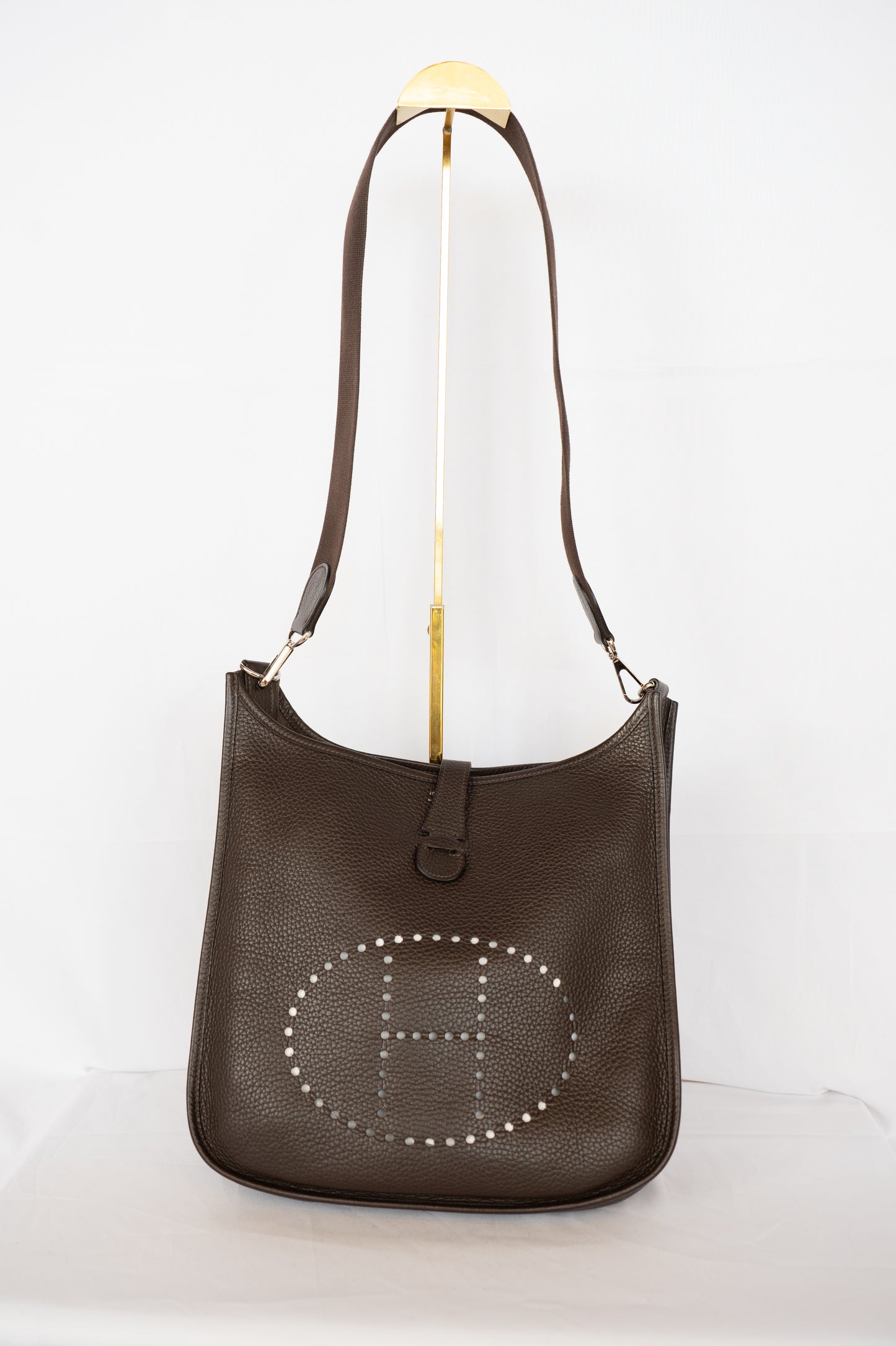 Hermes Chocolate Brown Evelyn GM Handbag