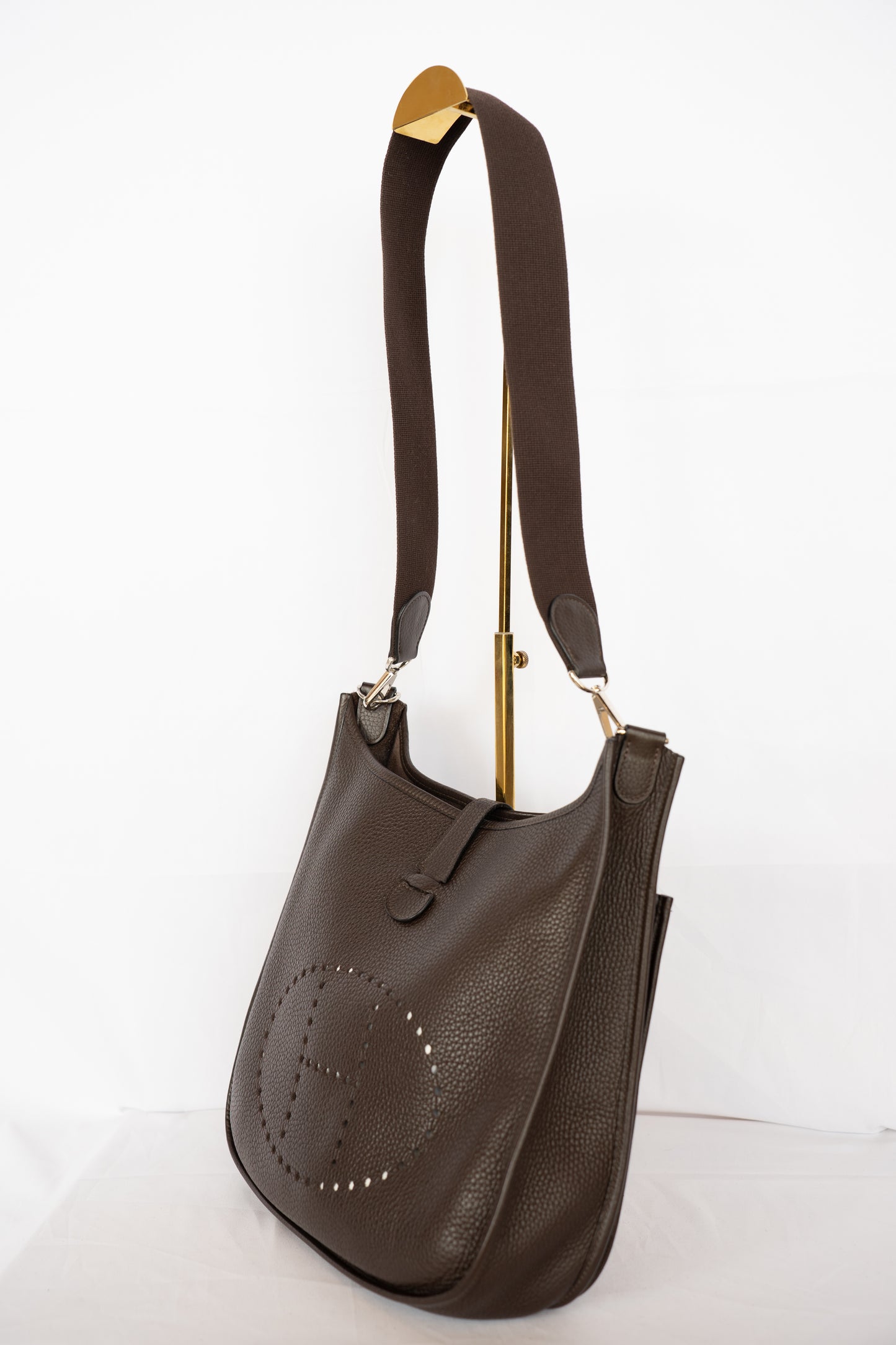 Hermes Chocolate Brown Evelyn GM Handbag
