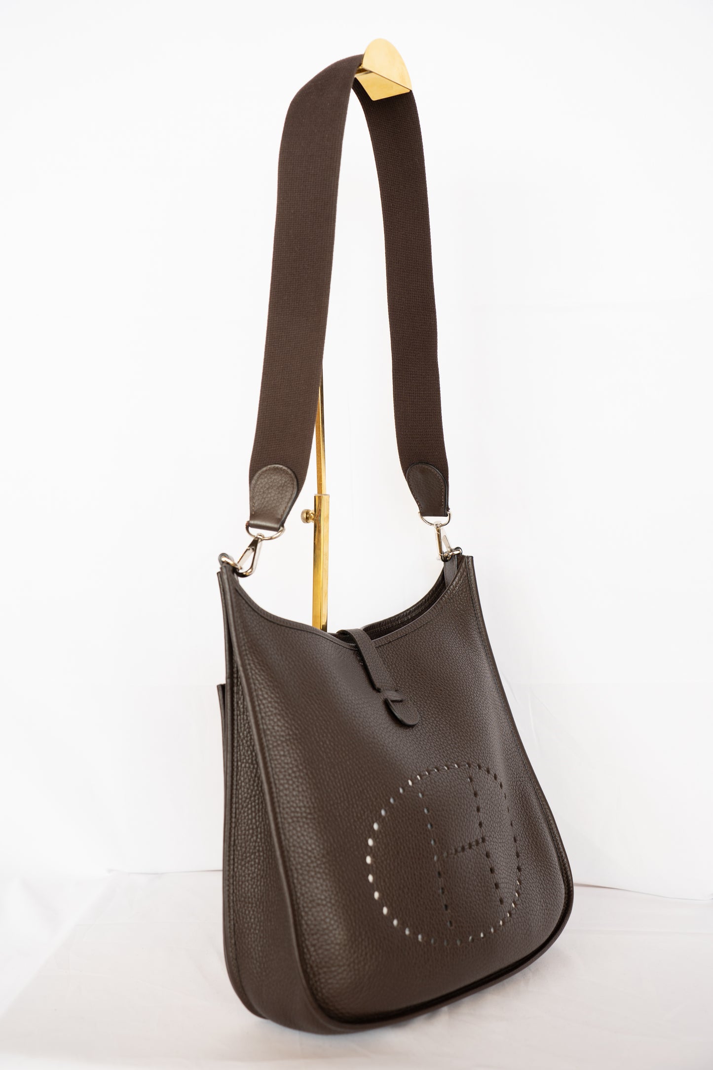 Hermes Chocolate Brown Evelyn GM Handbag