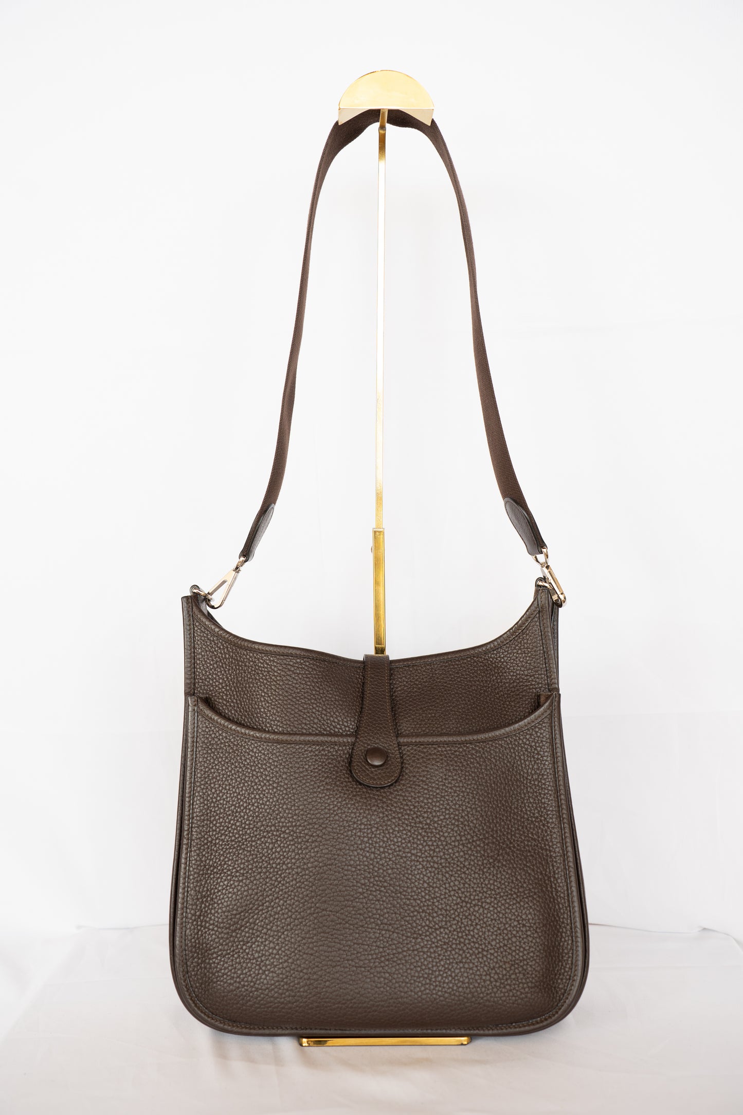 Hermes Chocolate Brown Evelyn GM Handbag