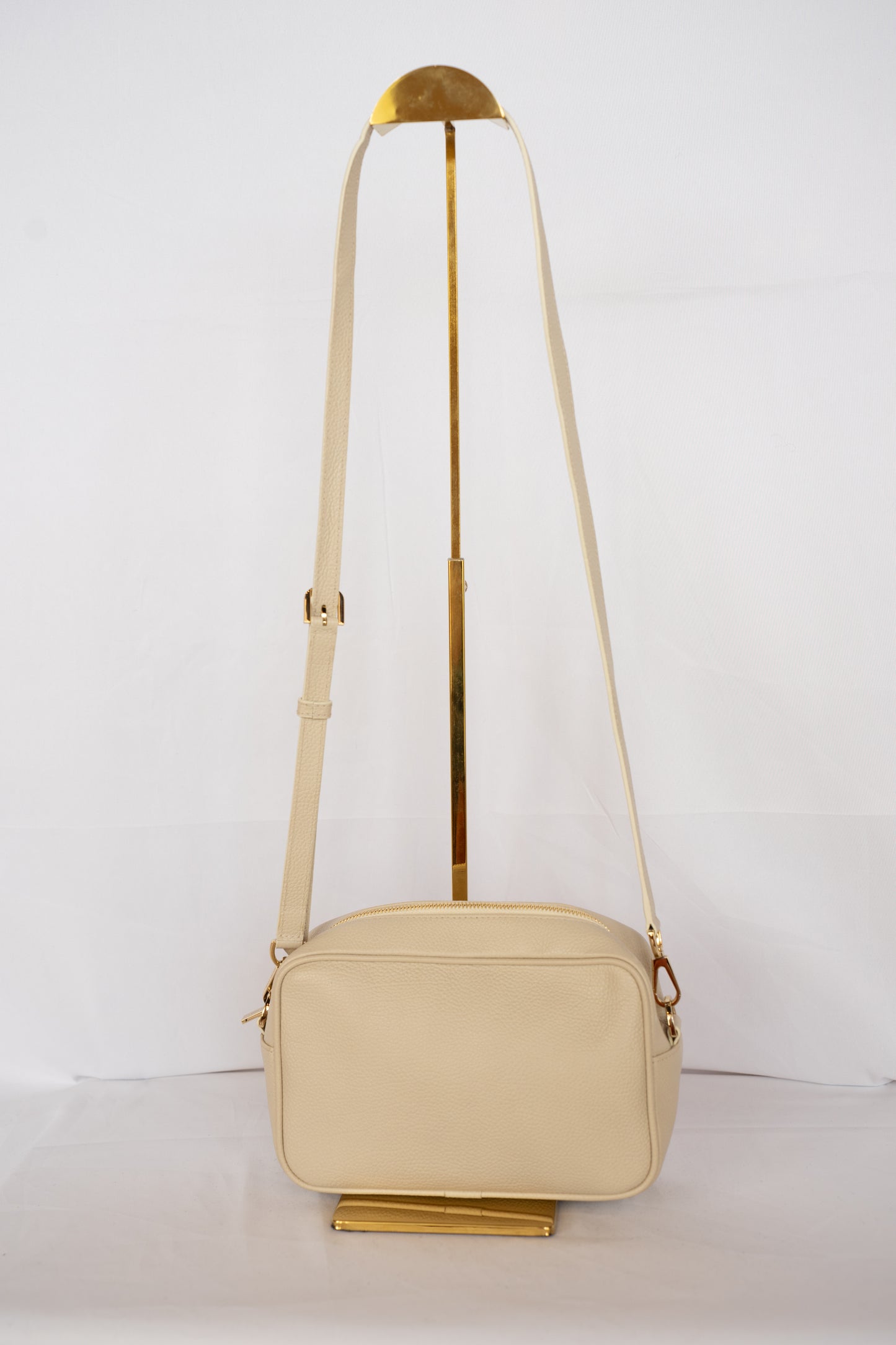 Golden Goose Beige Leather w Pink Sparkle Star Camera Crossbody Bag