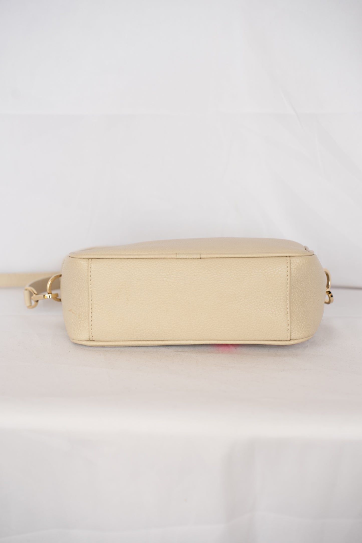 Golden Goose Beige Leather w Pink Sparkle Star Camera Crossbody Bag