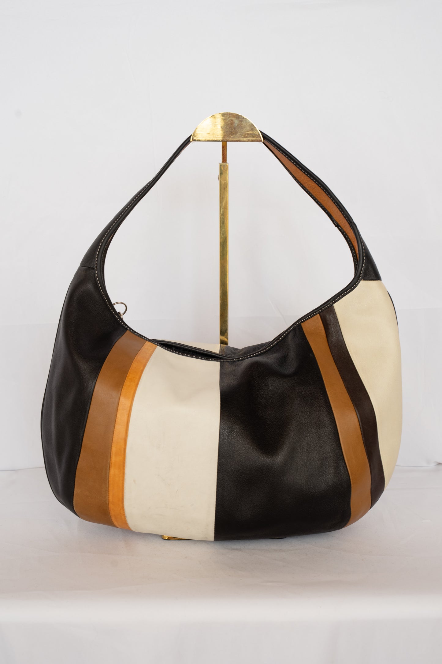 Coach Cream, Brown & Black Striped Shoulder Bag