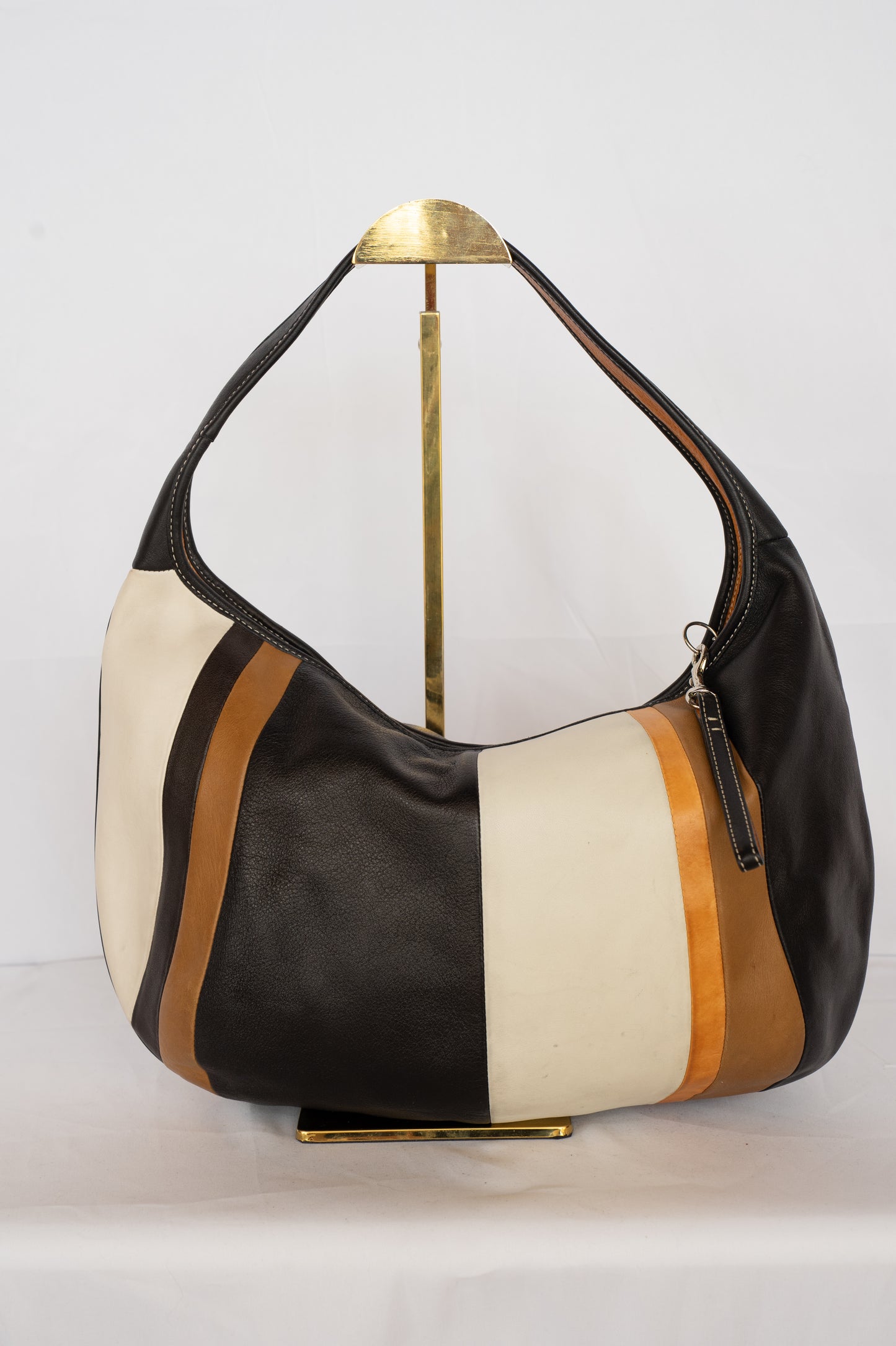 Coach Cream, Brown & Black Striped Shoulder Bag