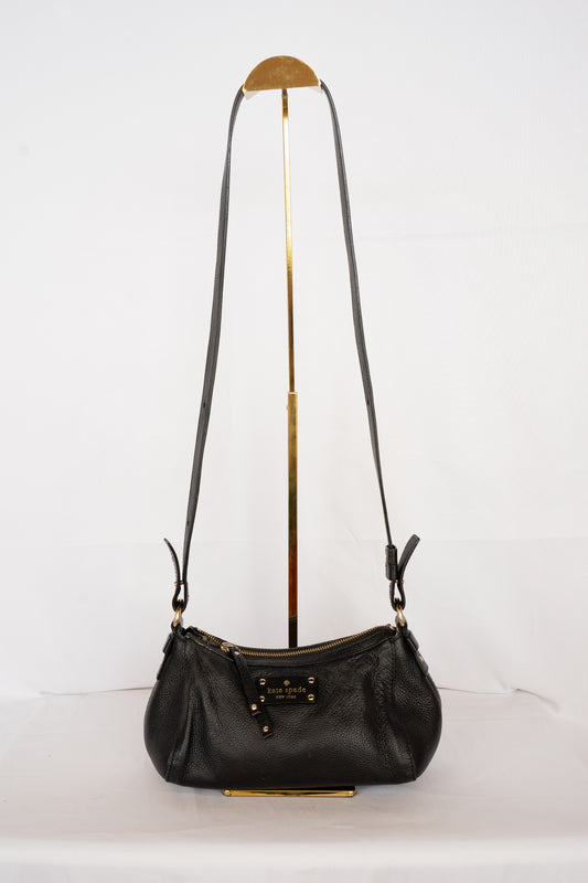 Kate Spade Black Leather Mini Cylinder Zip Crossbody Bag