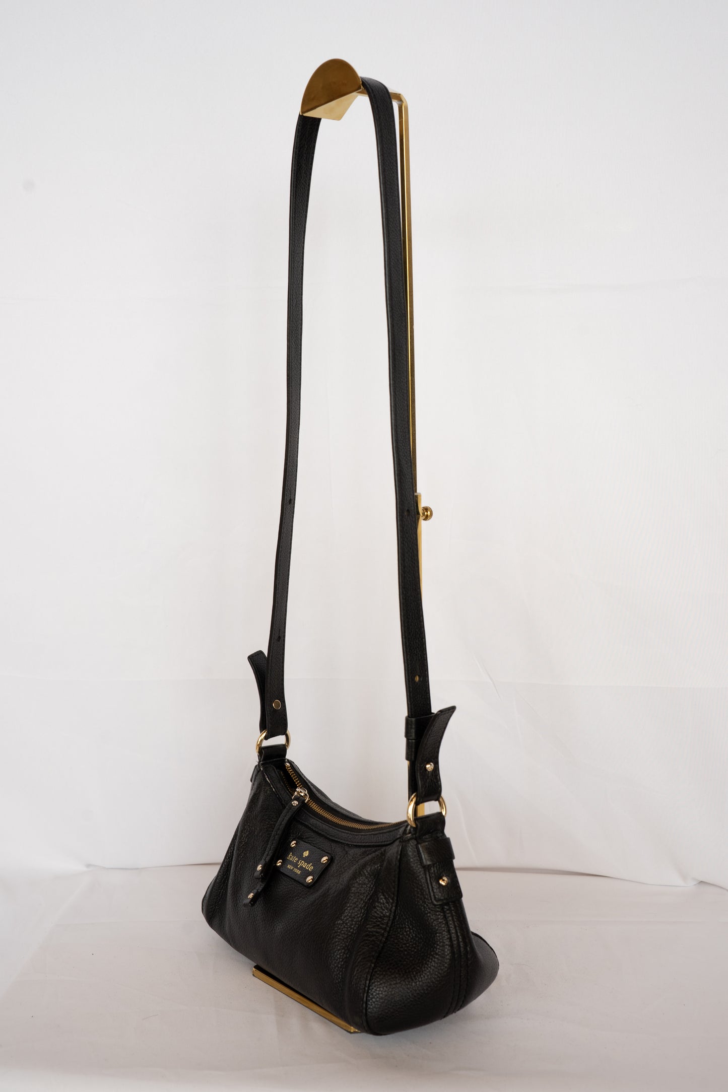 Kate Spade Black Leather Mini Cylinder Zip Crossbody Bag
