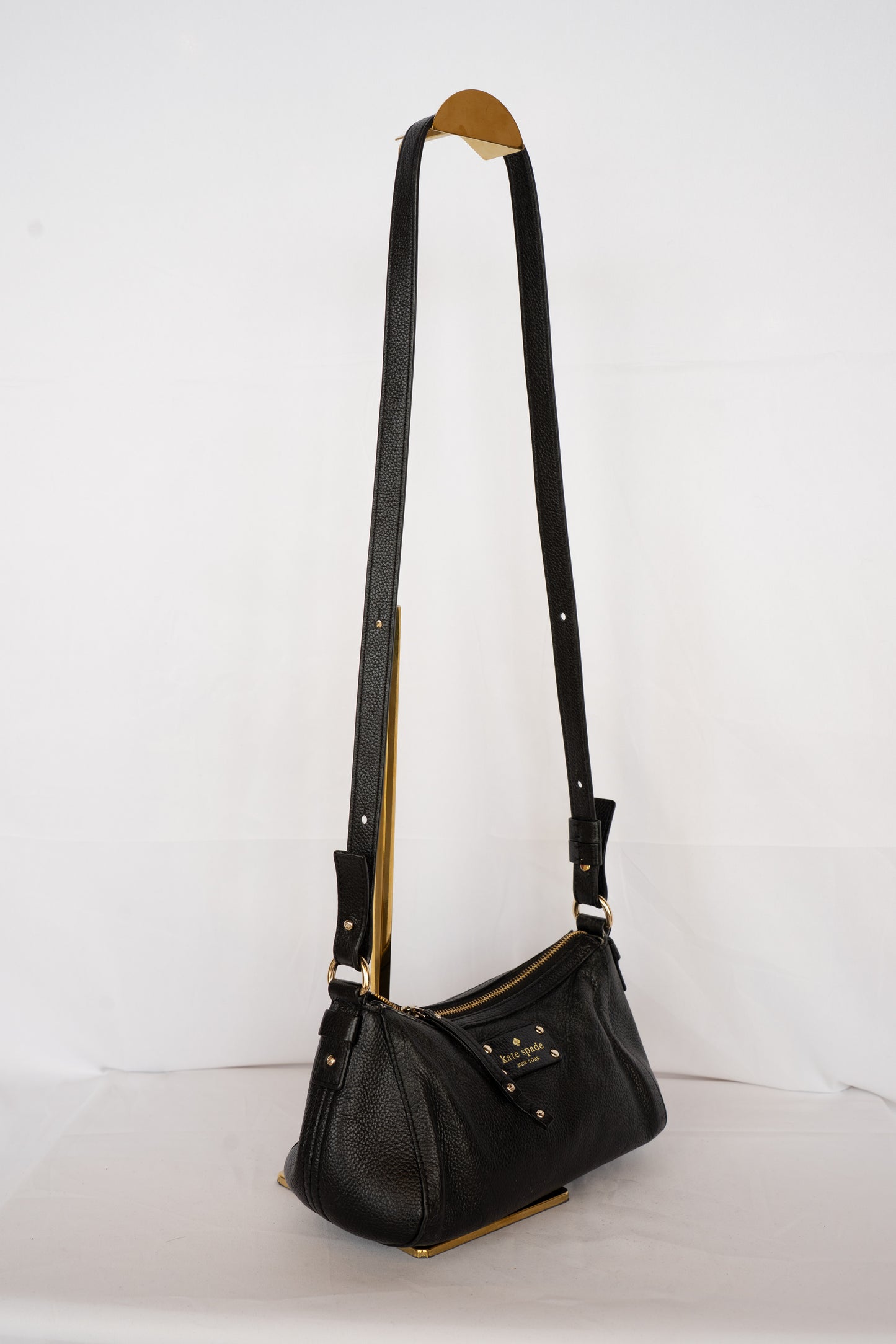 Kate Spade Black Leather Mini Cylinder Zip Crossbody Bag