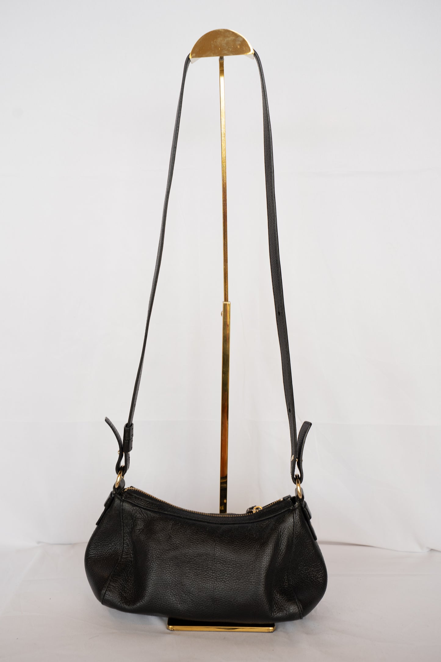 Kate Spade Black Leather Mini Cylinder Zip Crossbody Bag