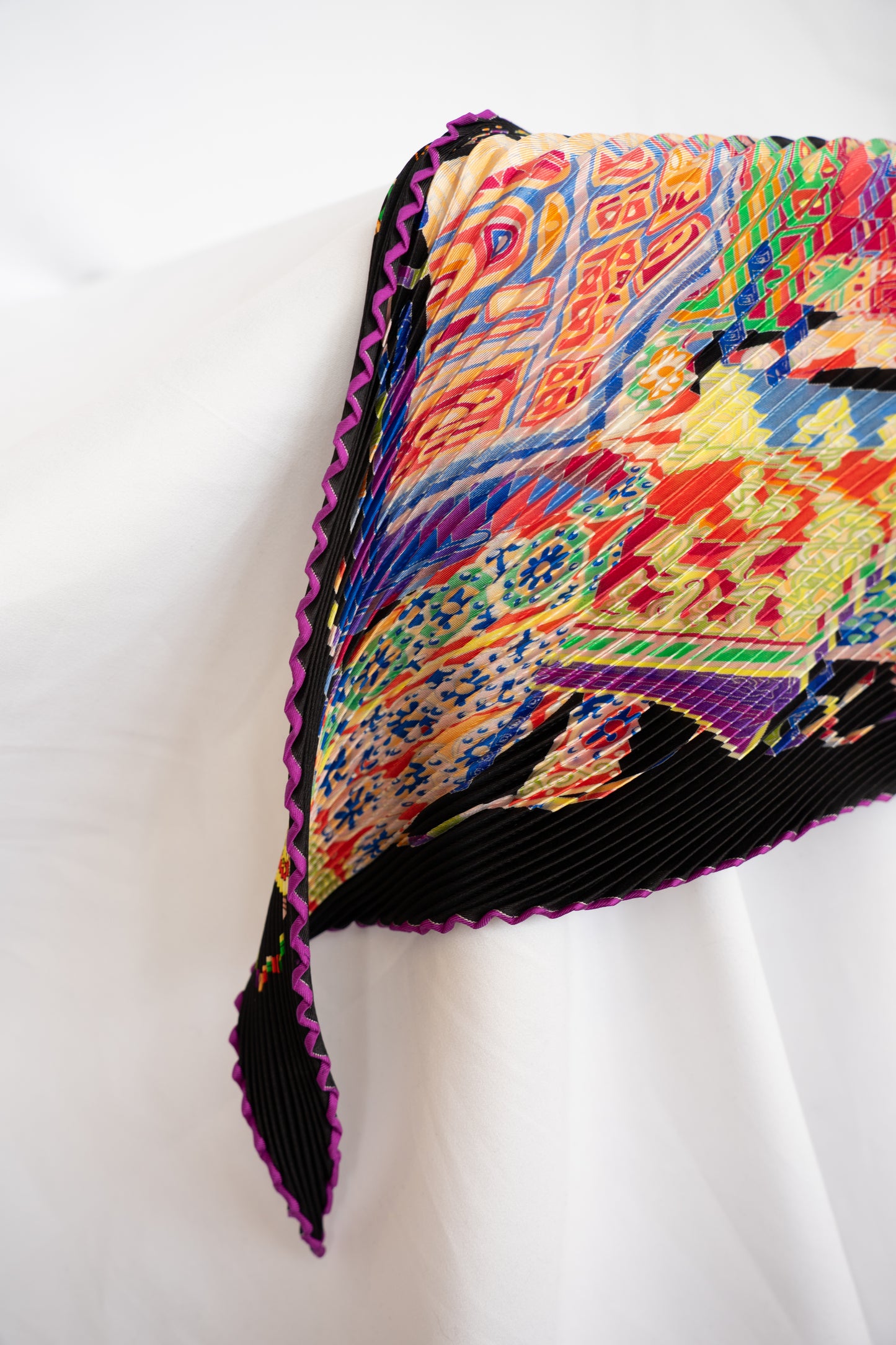 Hermes Le Carre Plisse Pleated Silk Scarf