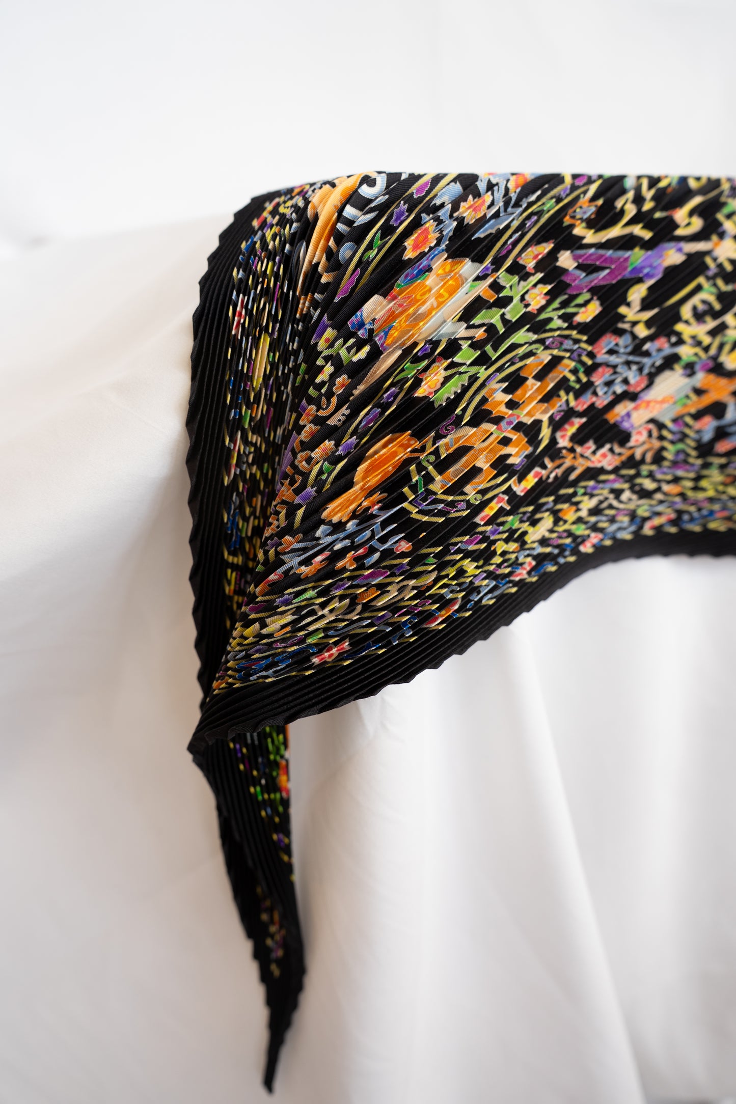Hermes Le Carre Plisse Pleated Silk Scarf