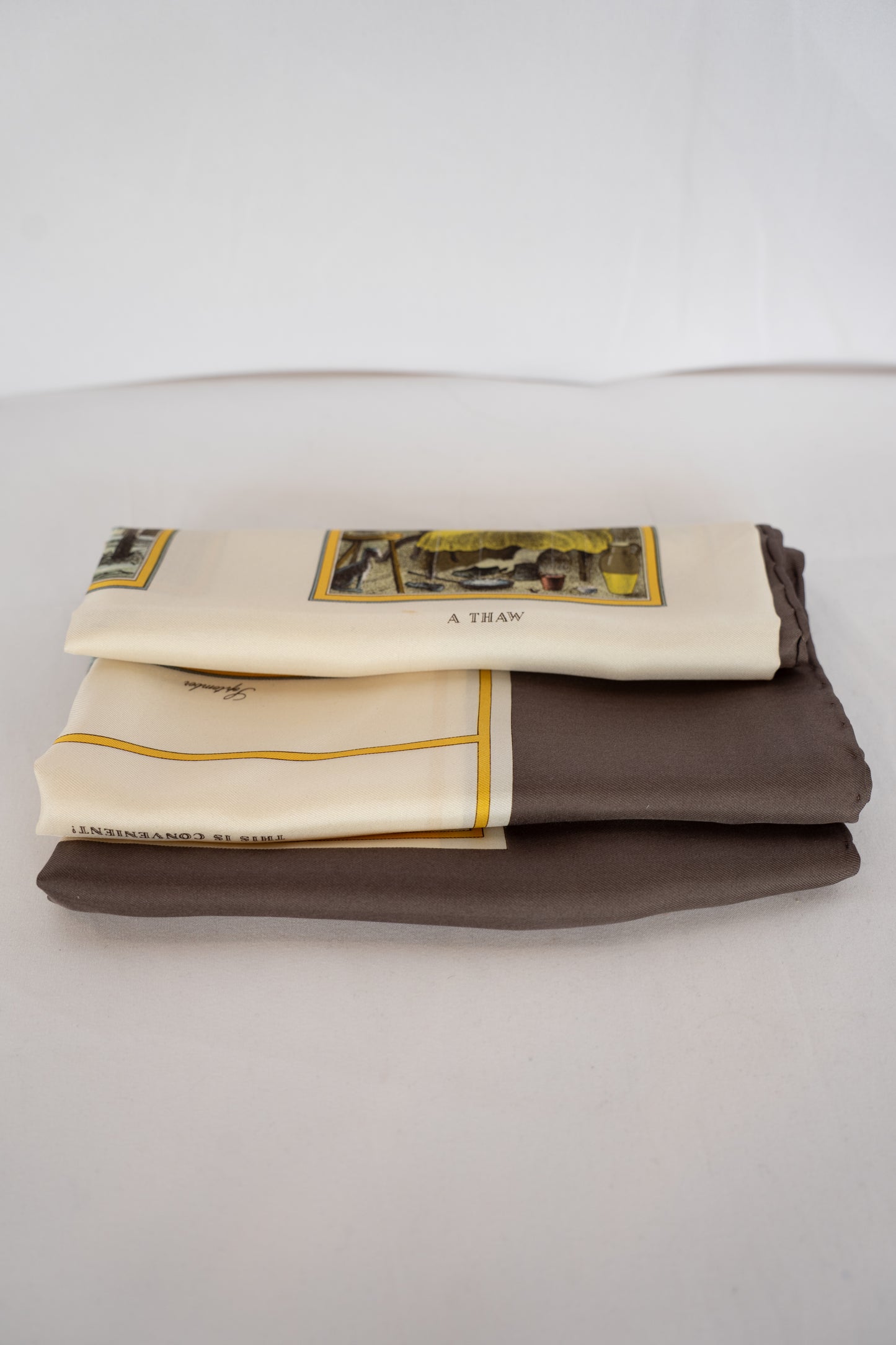 Burberry Silk Scarf w/ Paintings Print