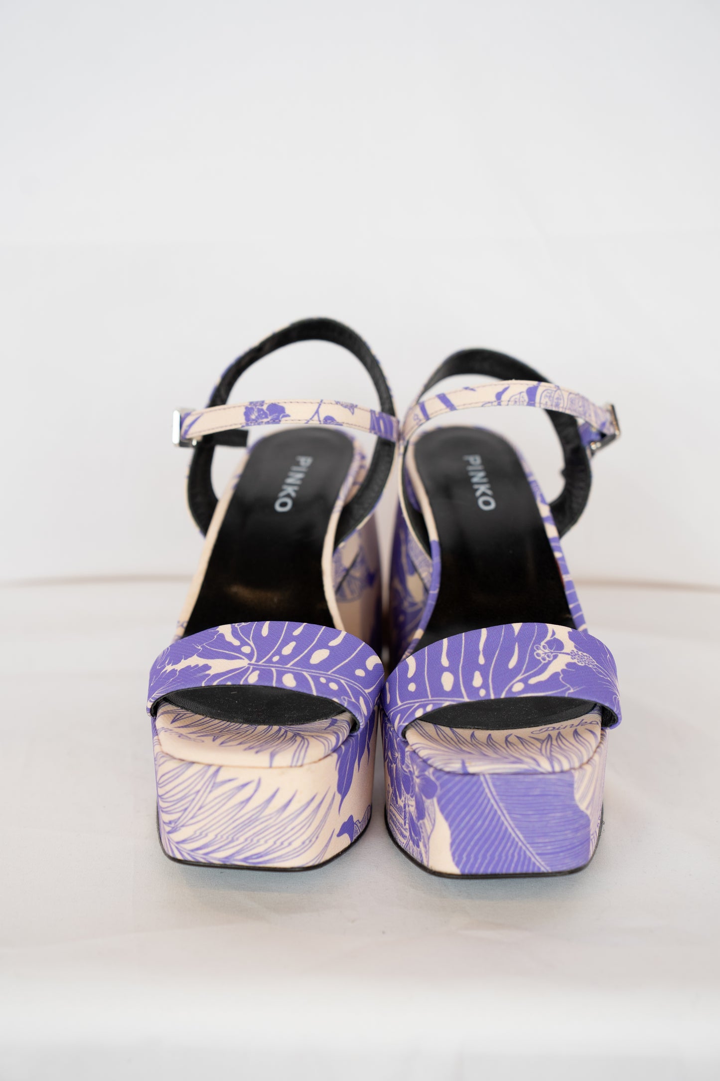 Pinko Purple Floral Platform Sandals