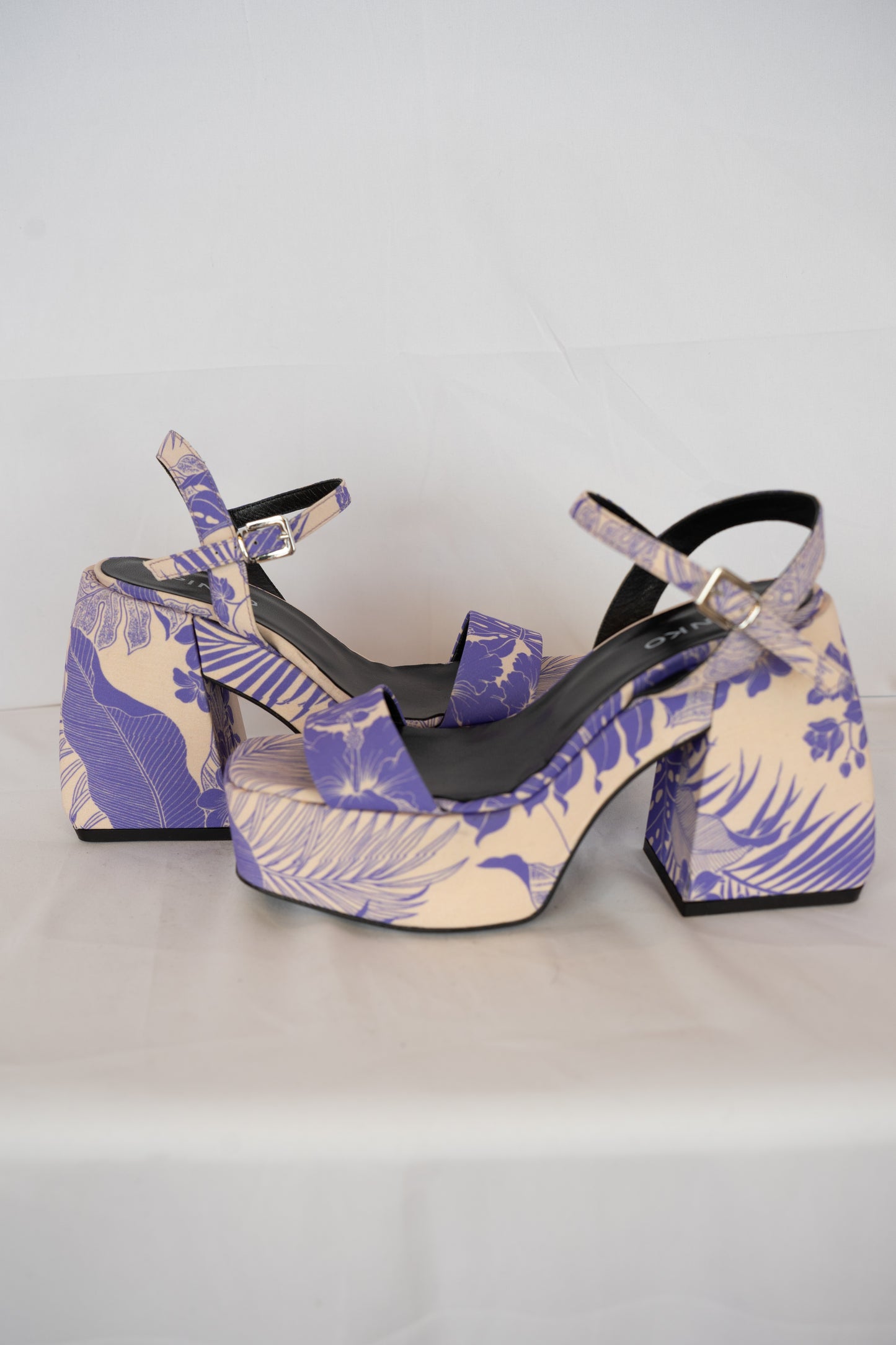 Pinko Purple Floral Platform Sandals