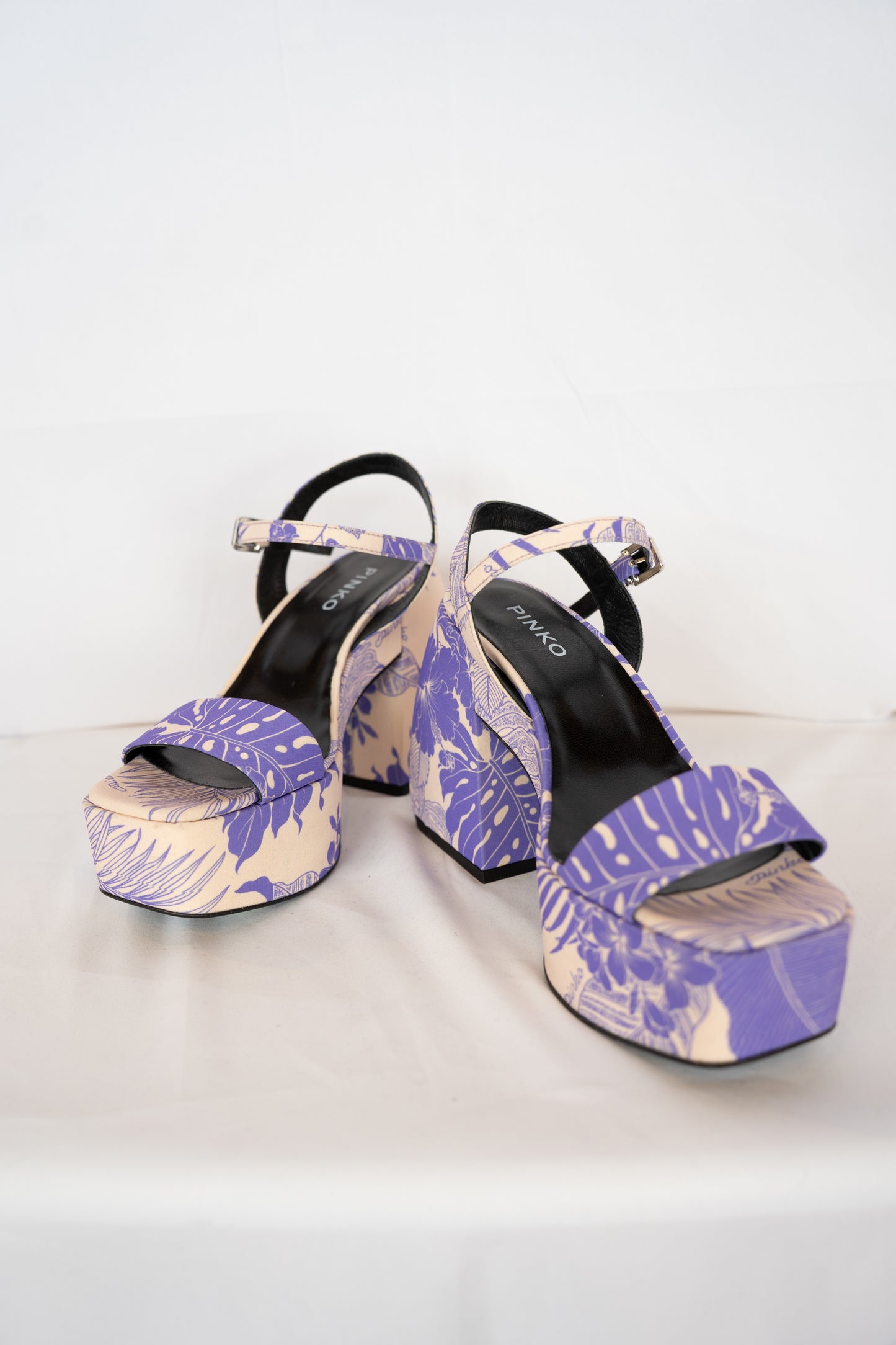 Pinko Purple Floral Platform Sandals
