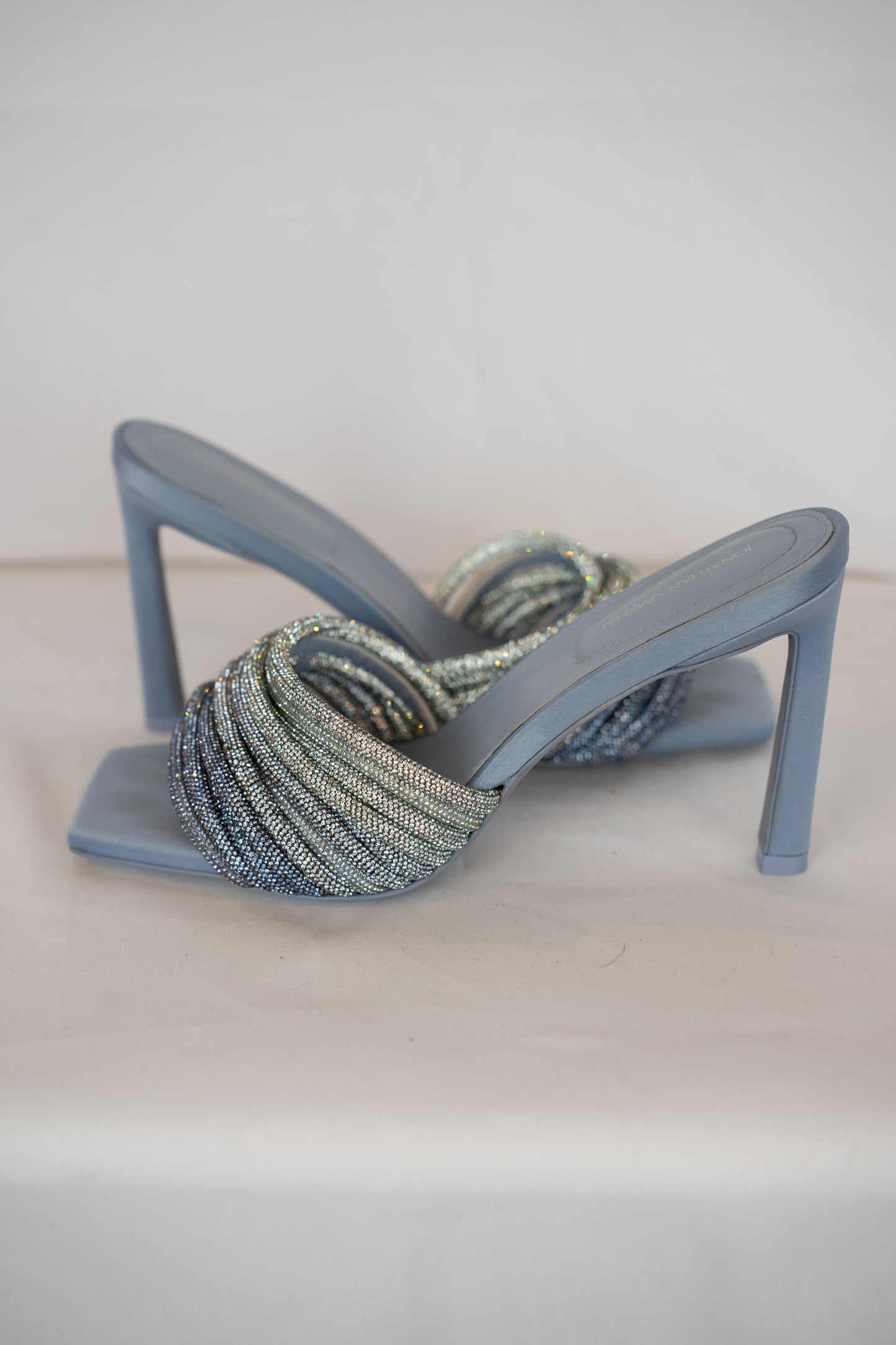 Jonathan Simkhai Light Blue Multi Rhinestone Strand Heels