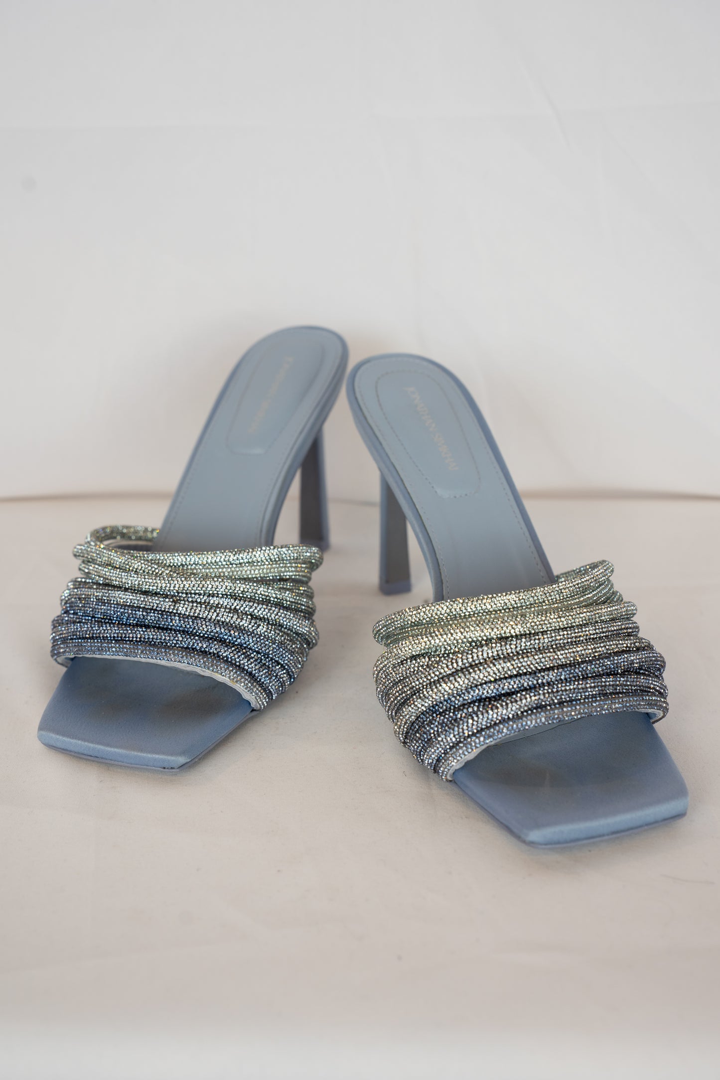 Jonathan Simkhai Light Blue Multi Rhinestone Strand Heels