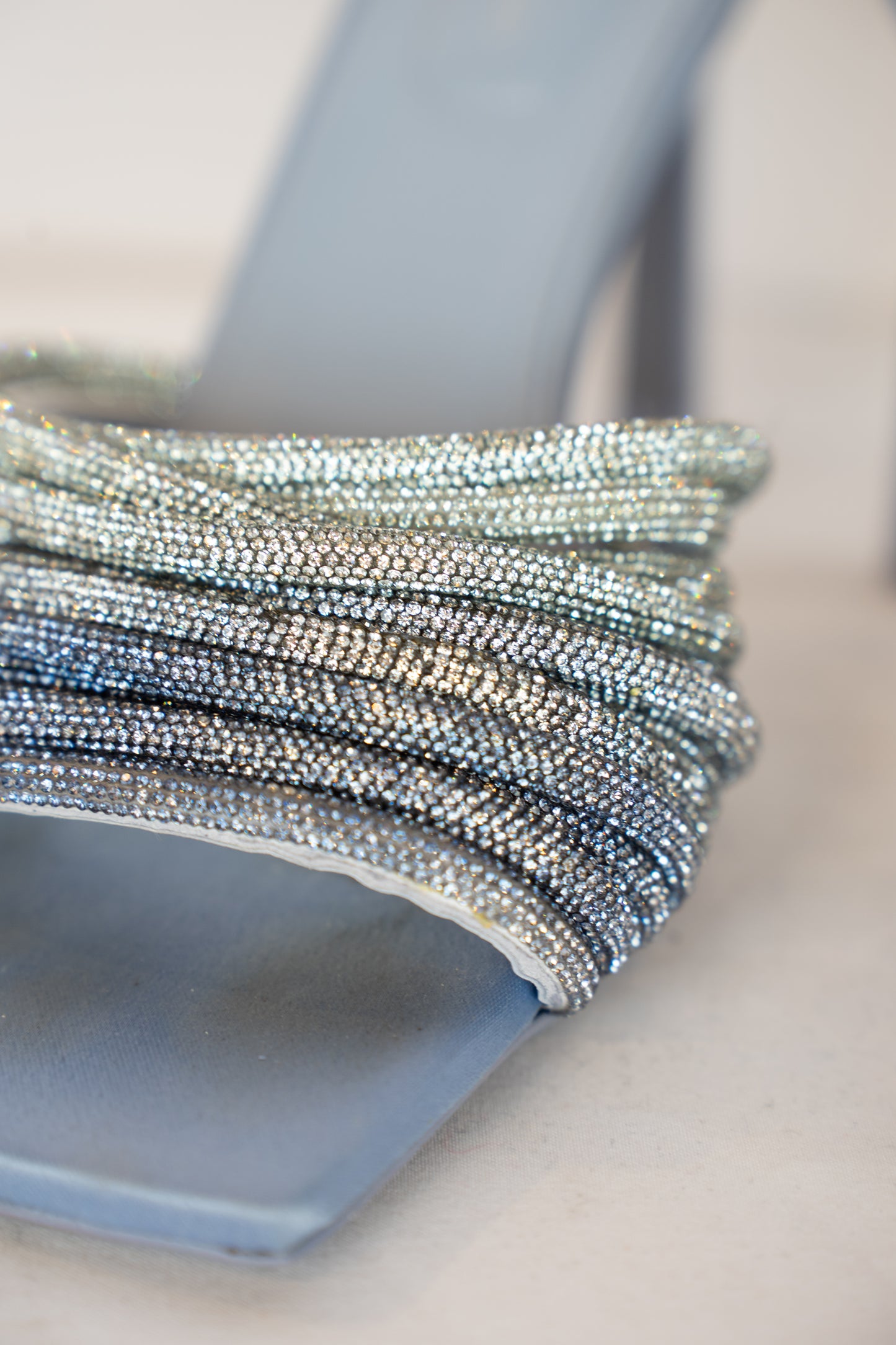 Jonathan Simkhai Light Blue Multi Rhinestone Strand Heels