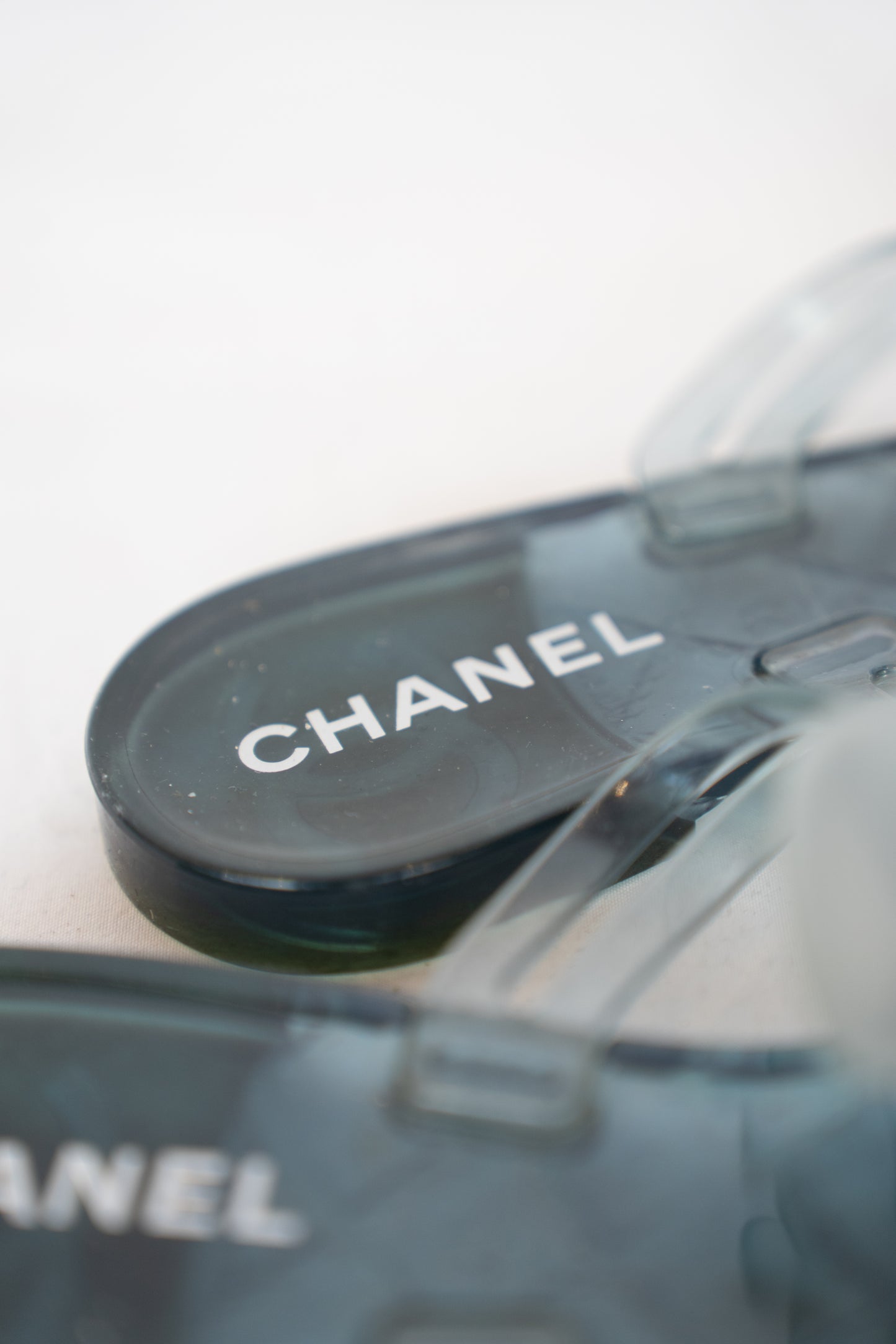 Chanel Teal Jelly Camellia Thong Sandals
