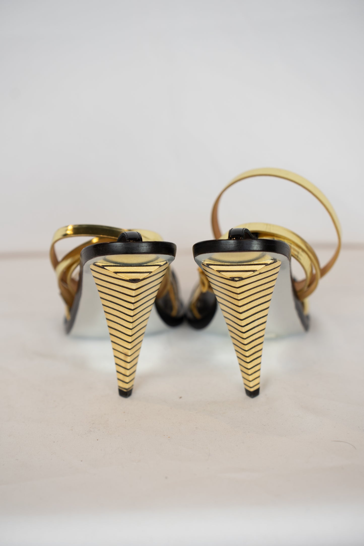 DUSTBAG - Fendi Gold Silver & Black Strappy Heeled Sandals